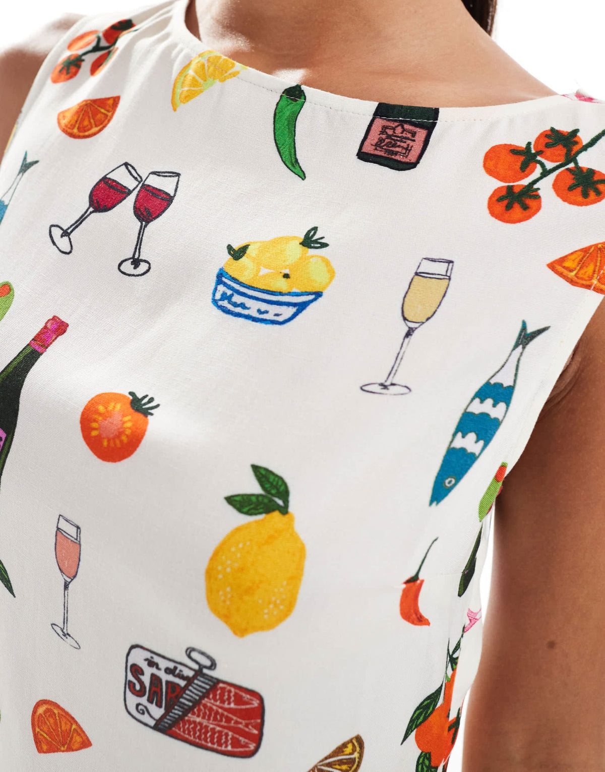 ASOS DESIGN linen mix mini dress in holiday print - ASOS Sample Sale