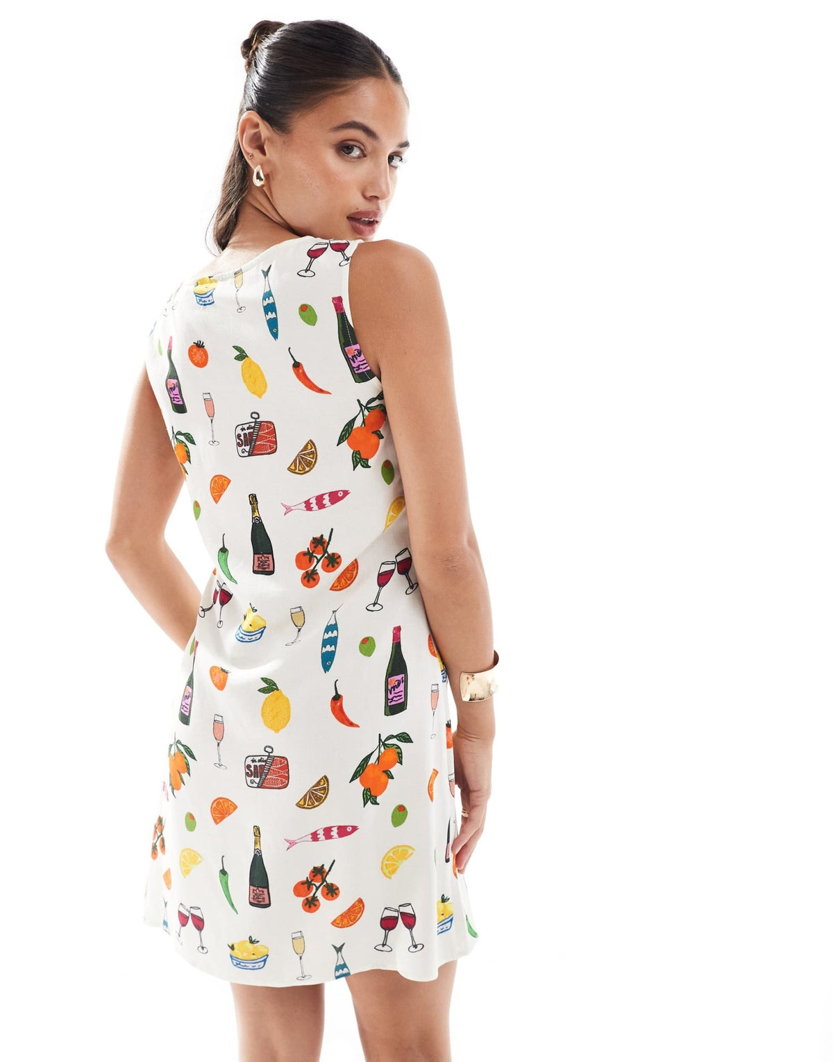 ASOS DESIGN linen mix mini dress in holiday print - ASOS Sample Sale
