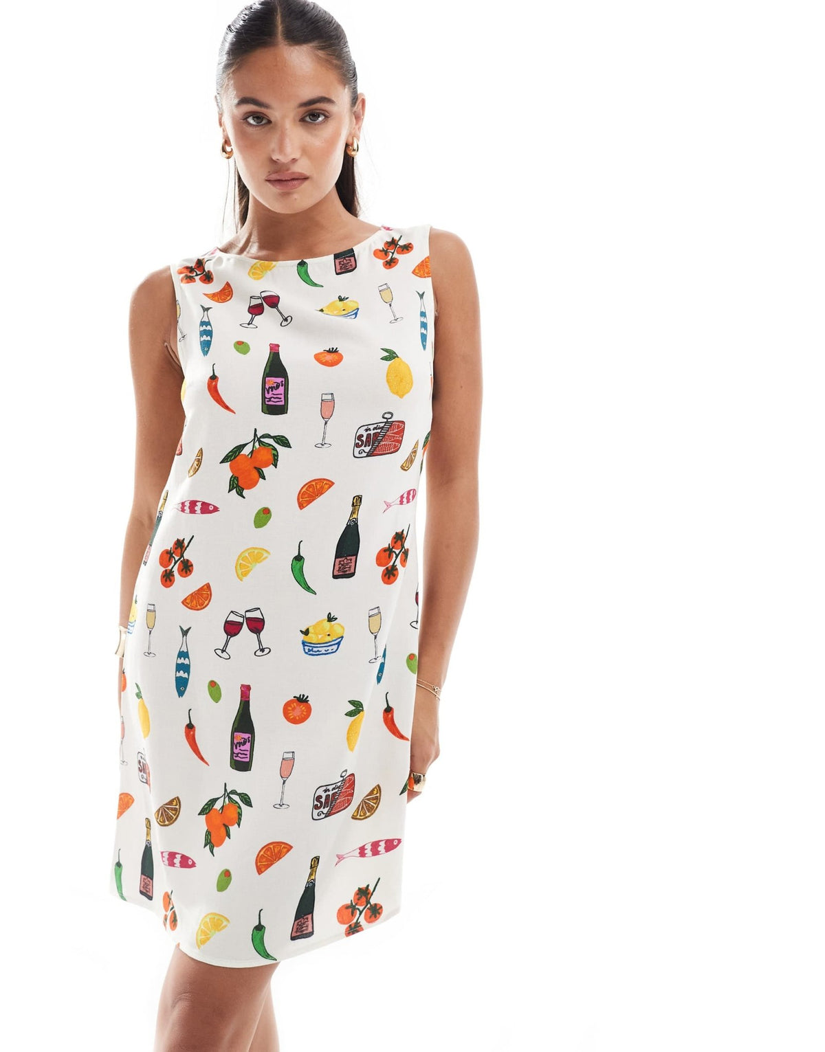 ASOS DESIGN linen mix mini dress in holiday print - ASOS Sample Sale