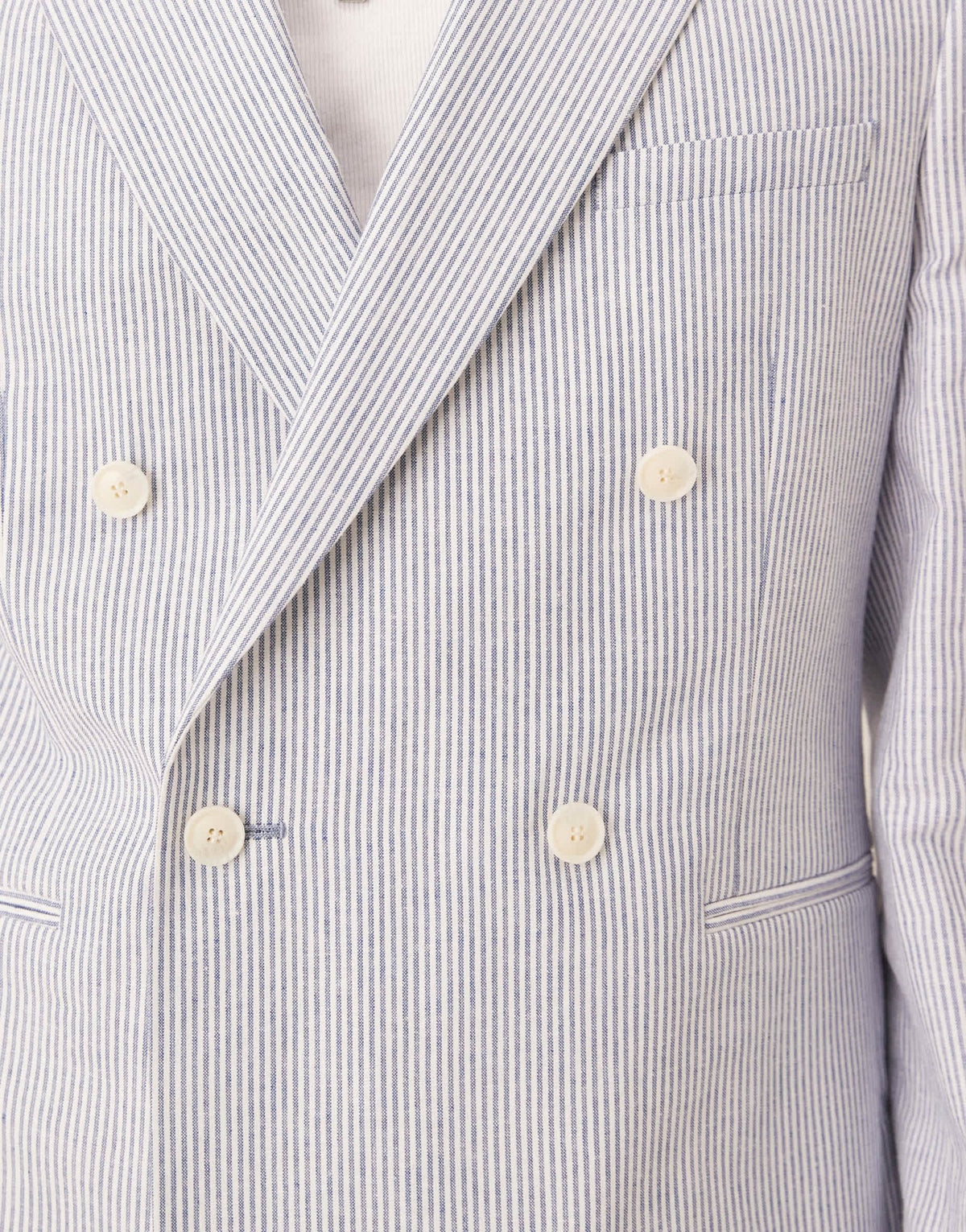 ASOS DESIGN linen mix slim suit jacket in blue pinstripe - ASOS Sample Sale