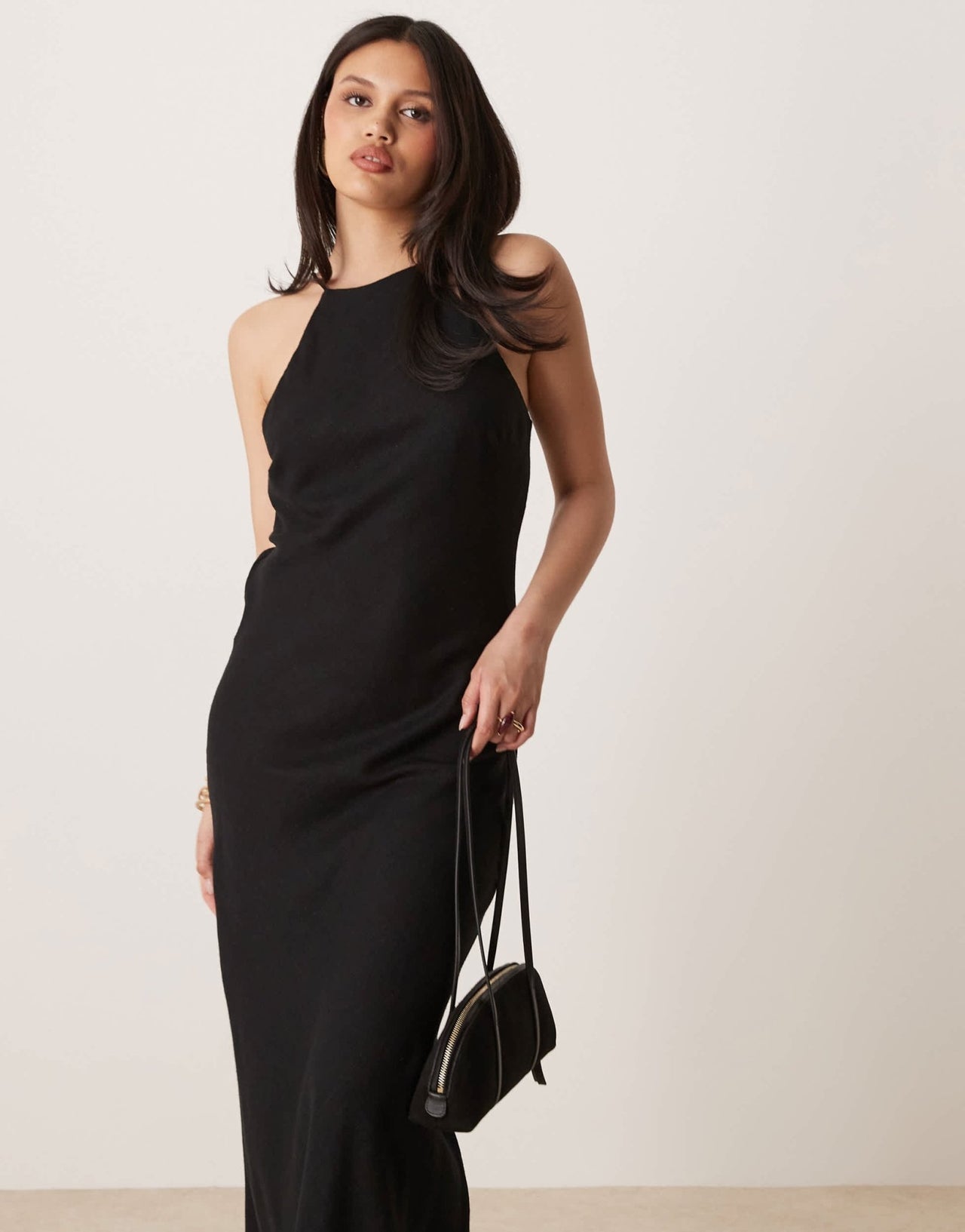 ASOS DESIGN linen racer maxi sundress in black - ASOS Sample Sale