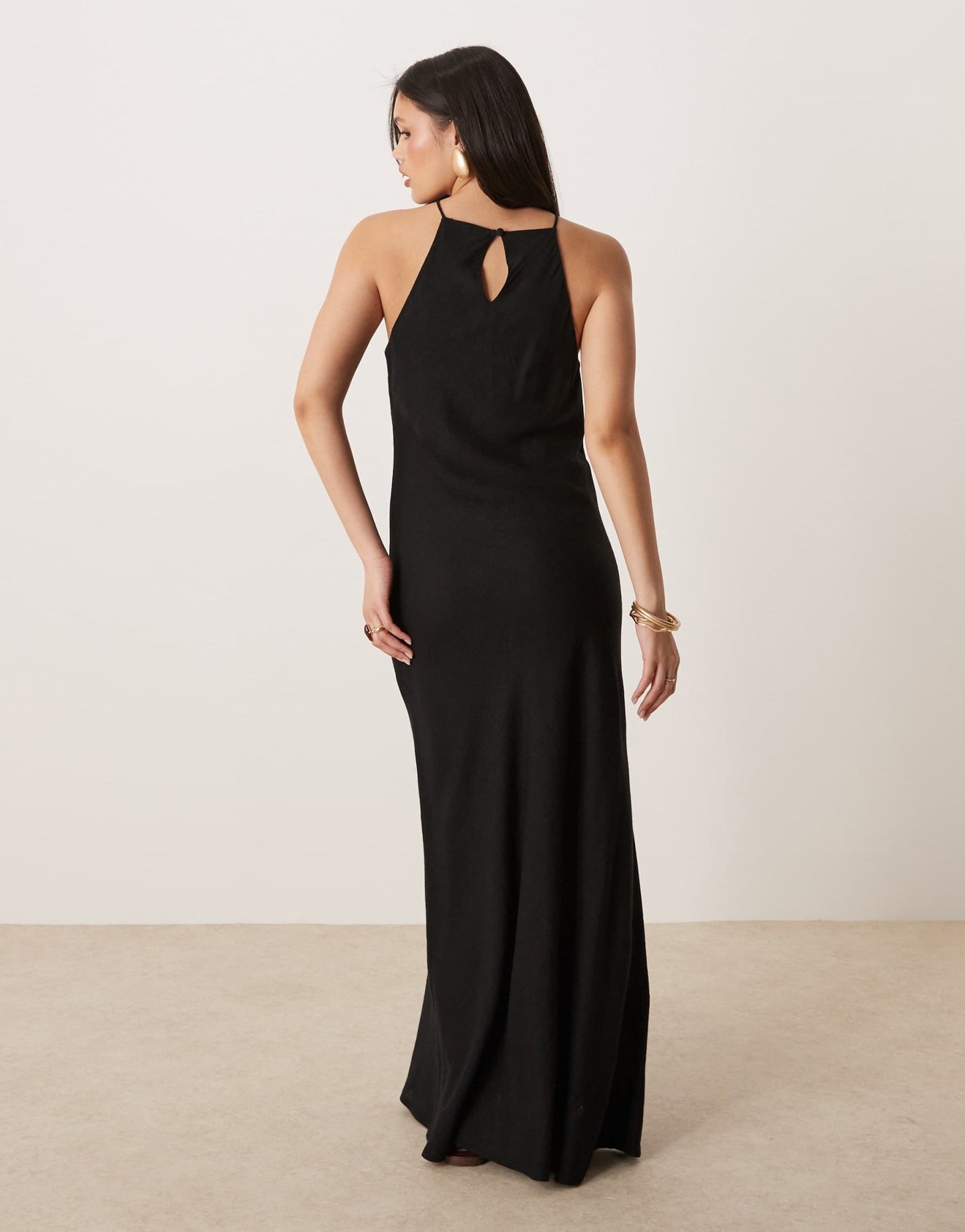 ASOS DESIGN linen racer maxi sundress in black - ASOS Sample Sale