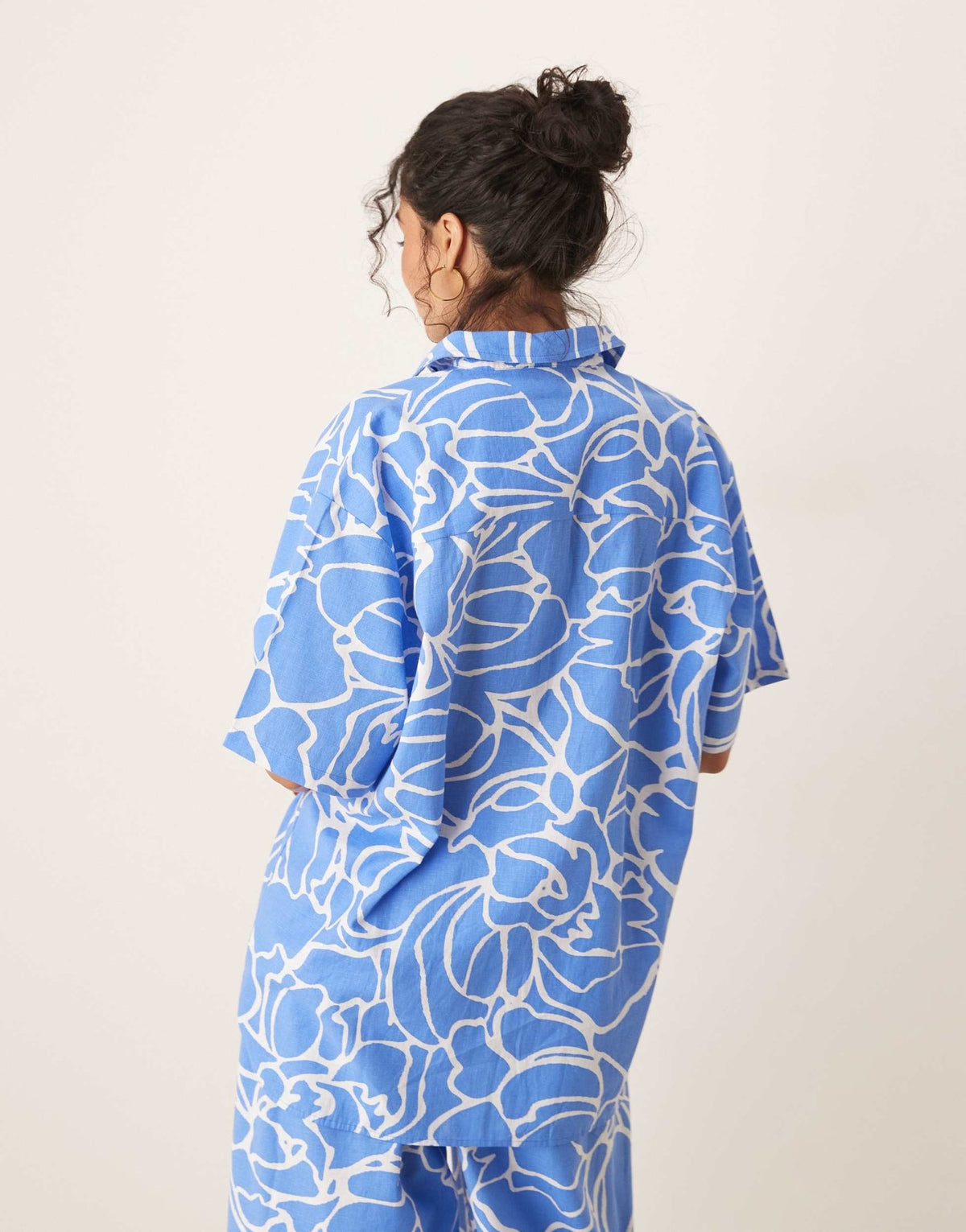ASOS DESIGN linen shirt co-ord in blue abstract print - ASOS Sample Sale