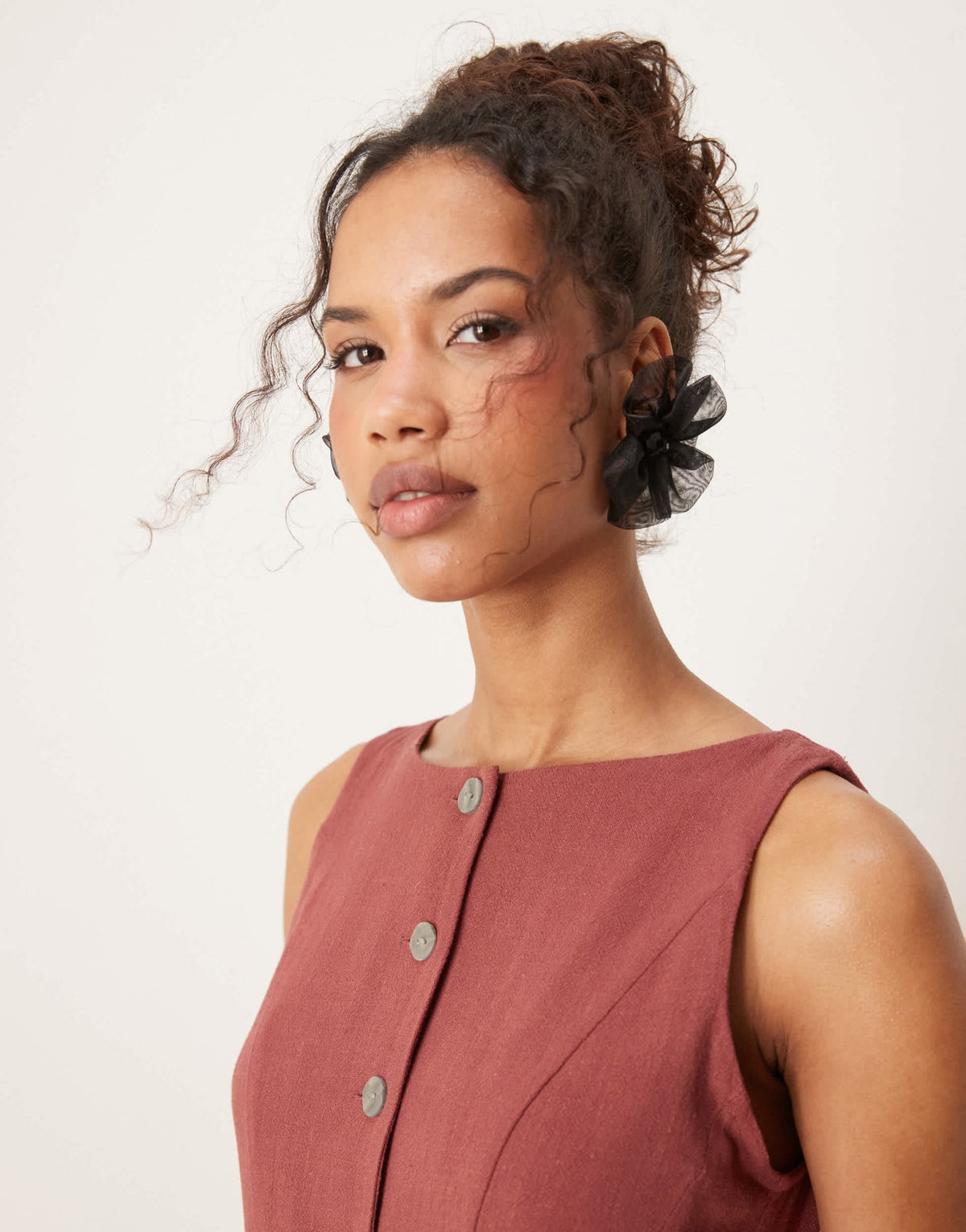 ASOS DESIGN linen waistcoat detail midi dress in apple butter - ASOS Sample Sale