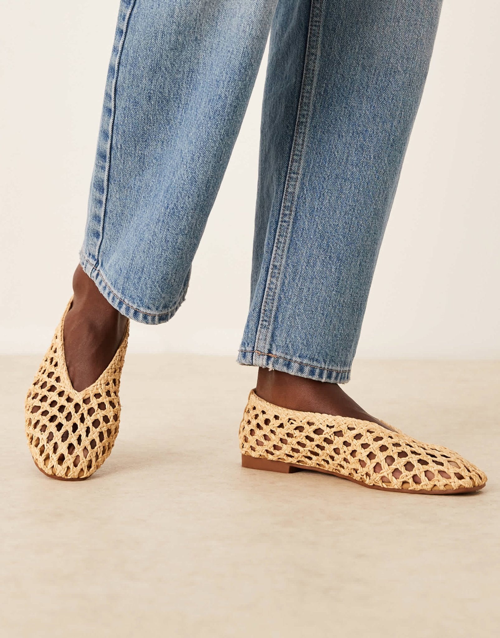 ASOS DESIGN Linus clean ballets in natural weave - ASOS Sample Sale