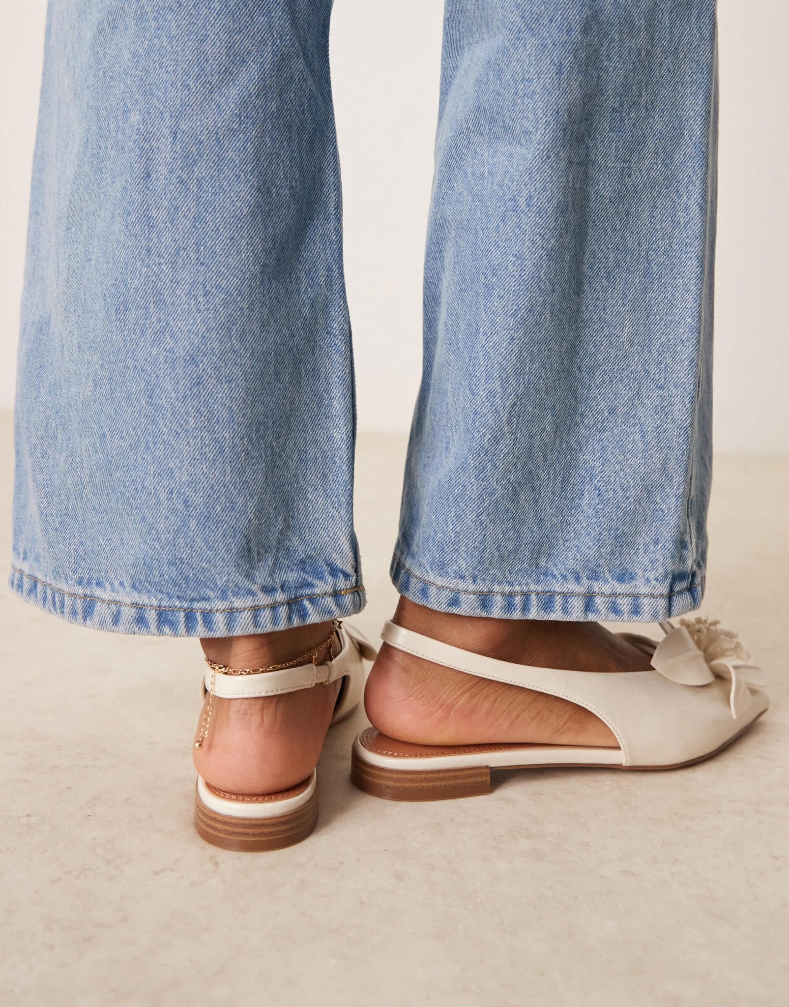 ASOS DESIGN Livia point - toe flower slingback ballets in off - white - ASOS Sample Sale