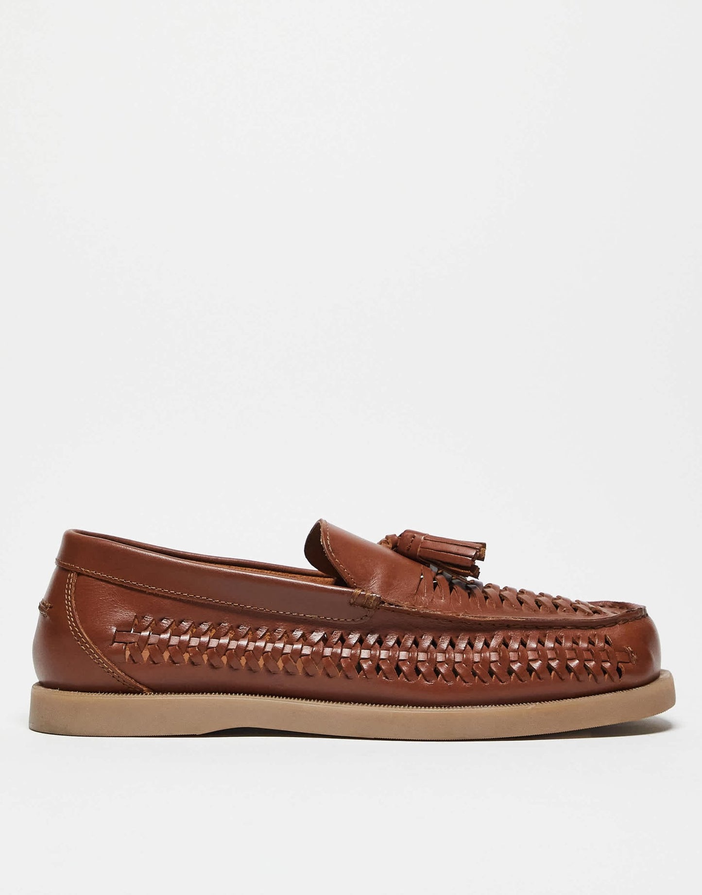 ASOS DESIGN loafers in tan leather with weave - ASOS Sample Sale