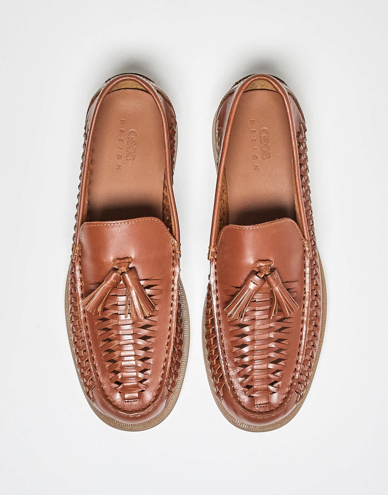 ASOS DESIGN loafers in tan leather with weave - ASOS Sample Sale