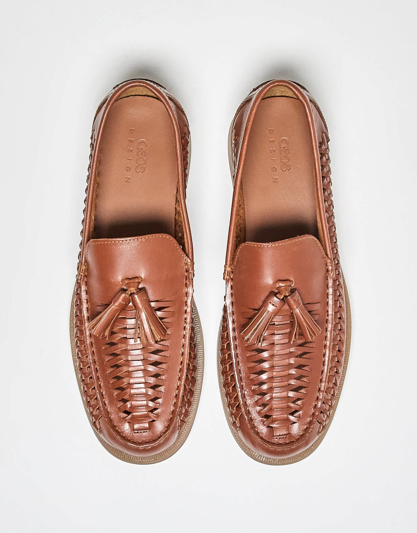 ASOS DESIGN loafers in tan leather with weave - ASOS Sample Sale