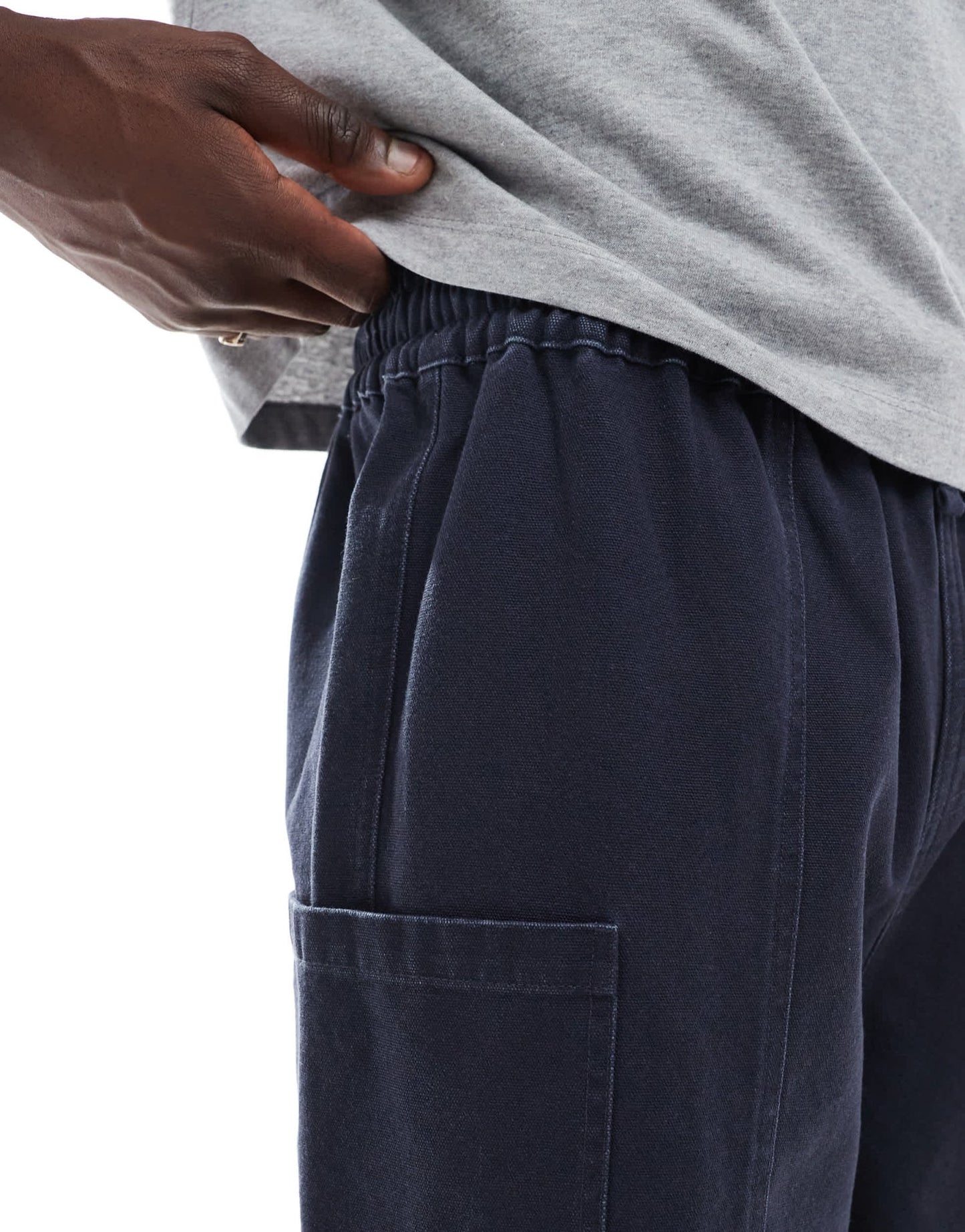 ASOS DESIGN long length canvas cargo shorts in washed navy - ASOS Sample Sale