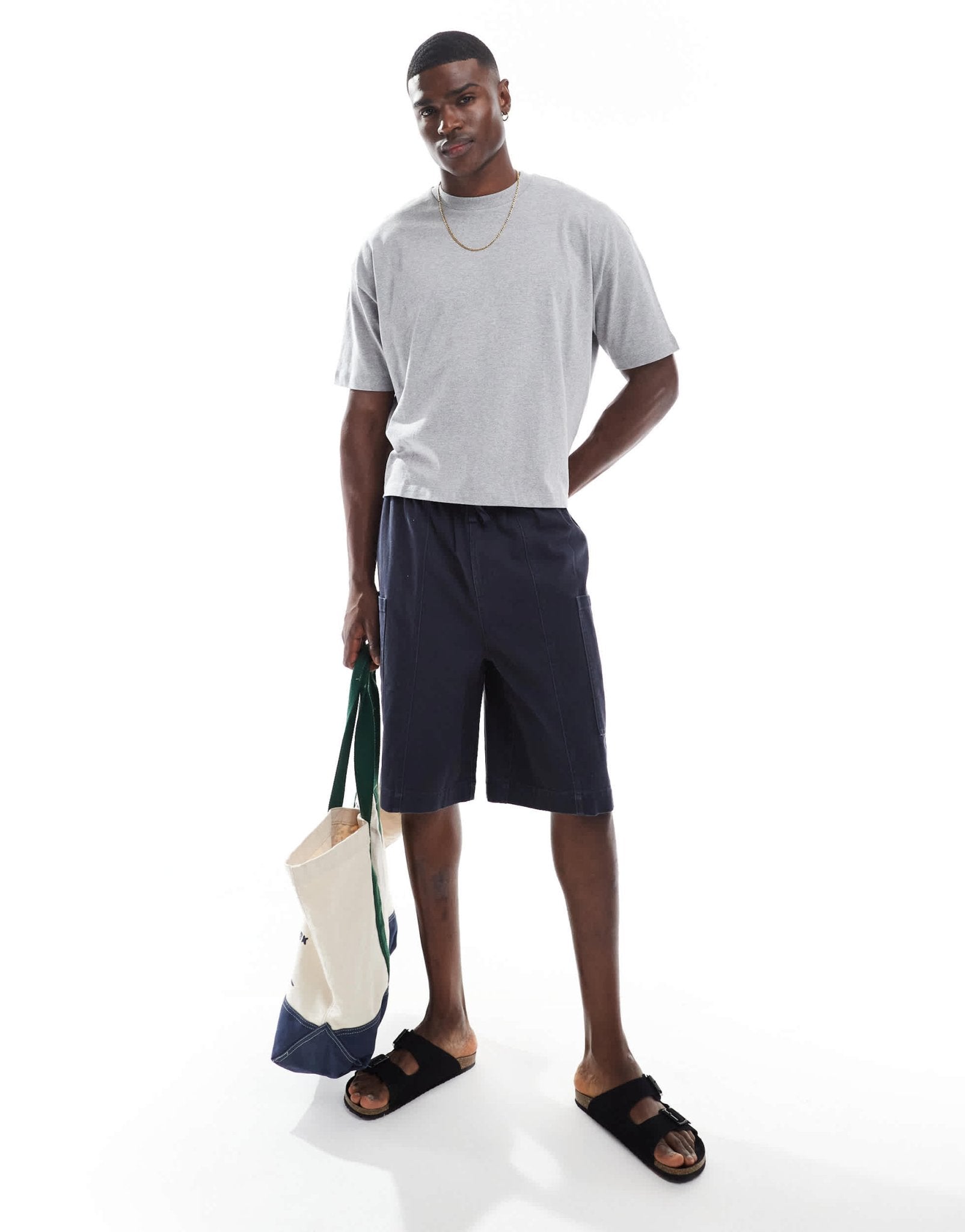 ASOS DESIGN long length canvas cargo shorts in washed navy - ASOS Sample Sale