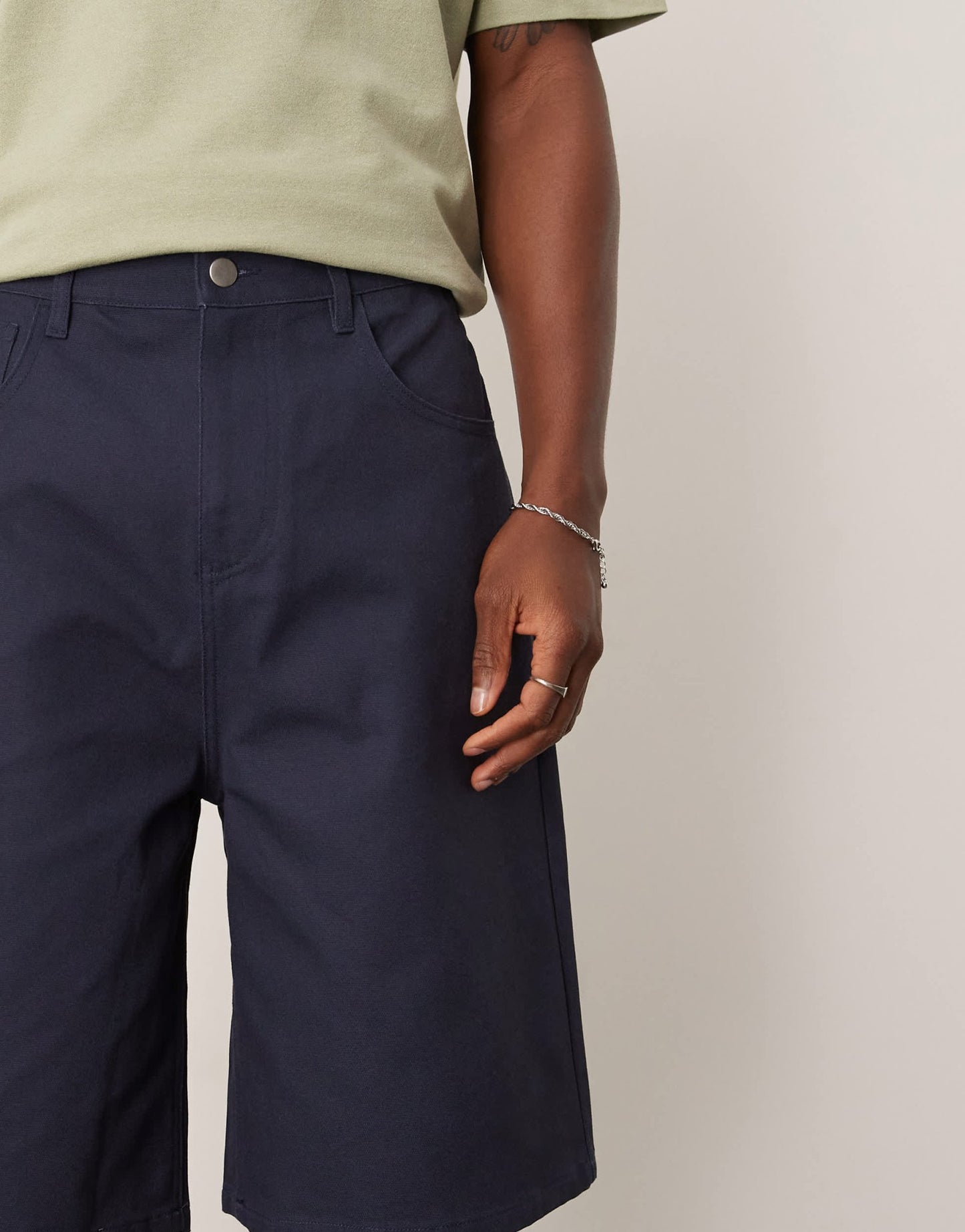 ASOS DESIGN long length canvas short in navy - ASOS Sample Sale
