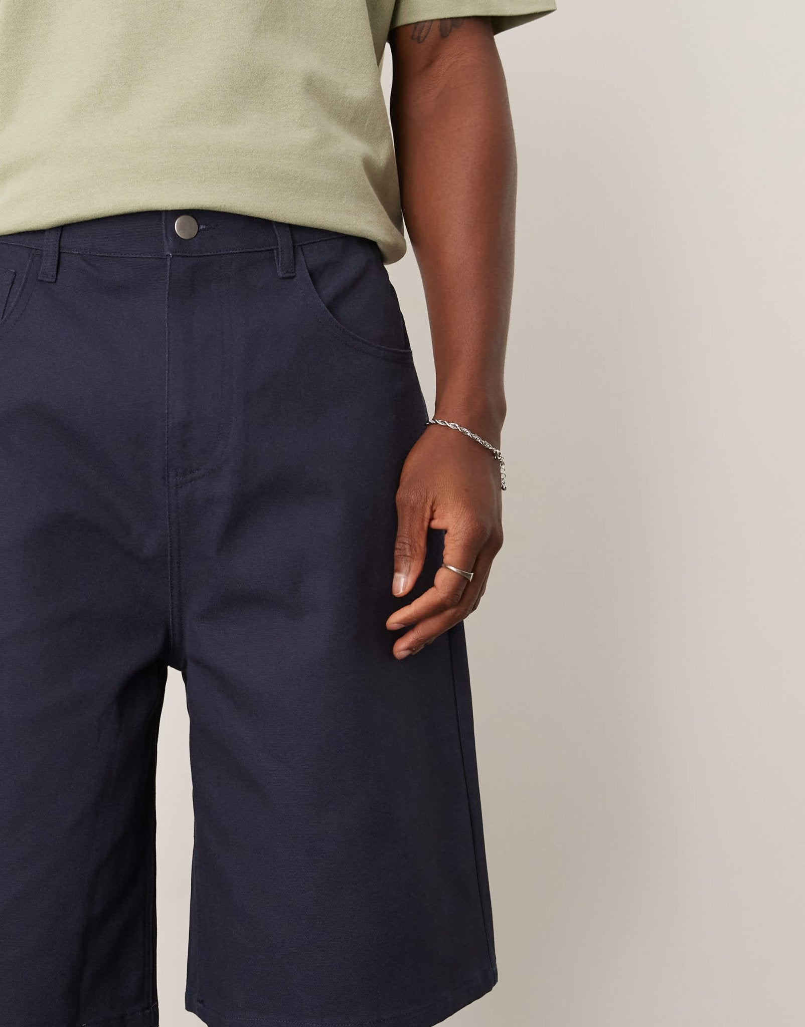 ASOS DESIGN long length canvas short in navy - ASOS Sample Sale
