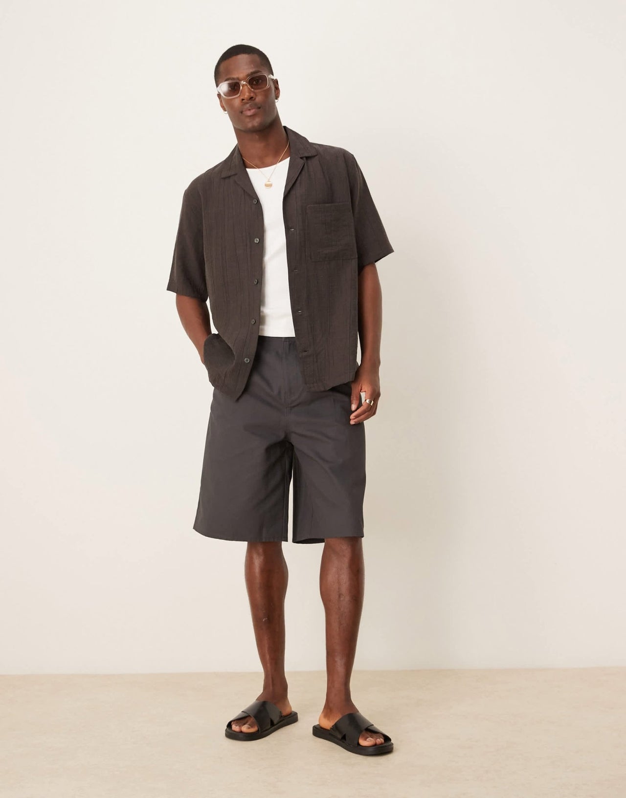 ASOS DESIGN long length pleated shorts in charcoal - ASOS Sample Sale