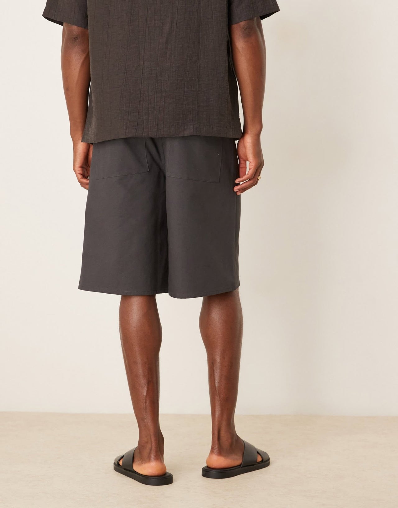 ASOS DESIGN long length pleated shorts in charcoal - ASOS Sample Sale