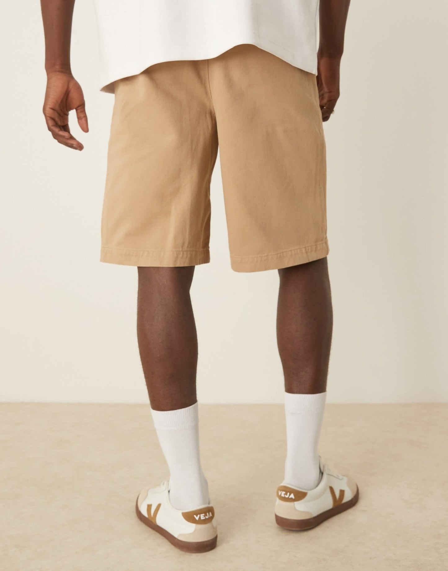 ASOS DESIGN long length pleated shorts with double darts in beige - ASOS Sample Sale