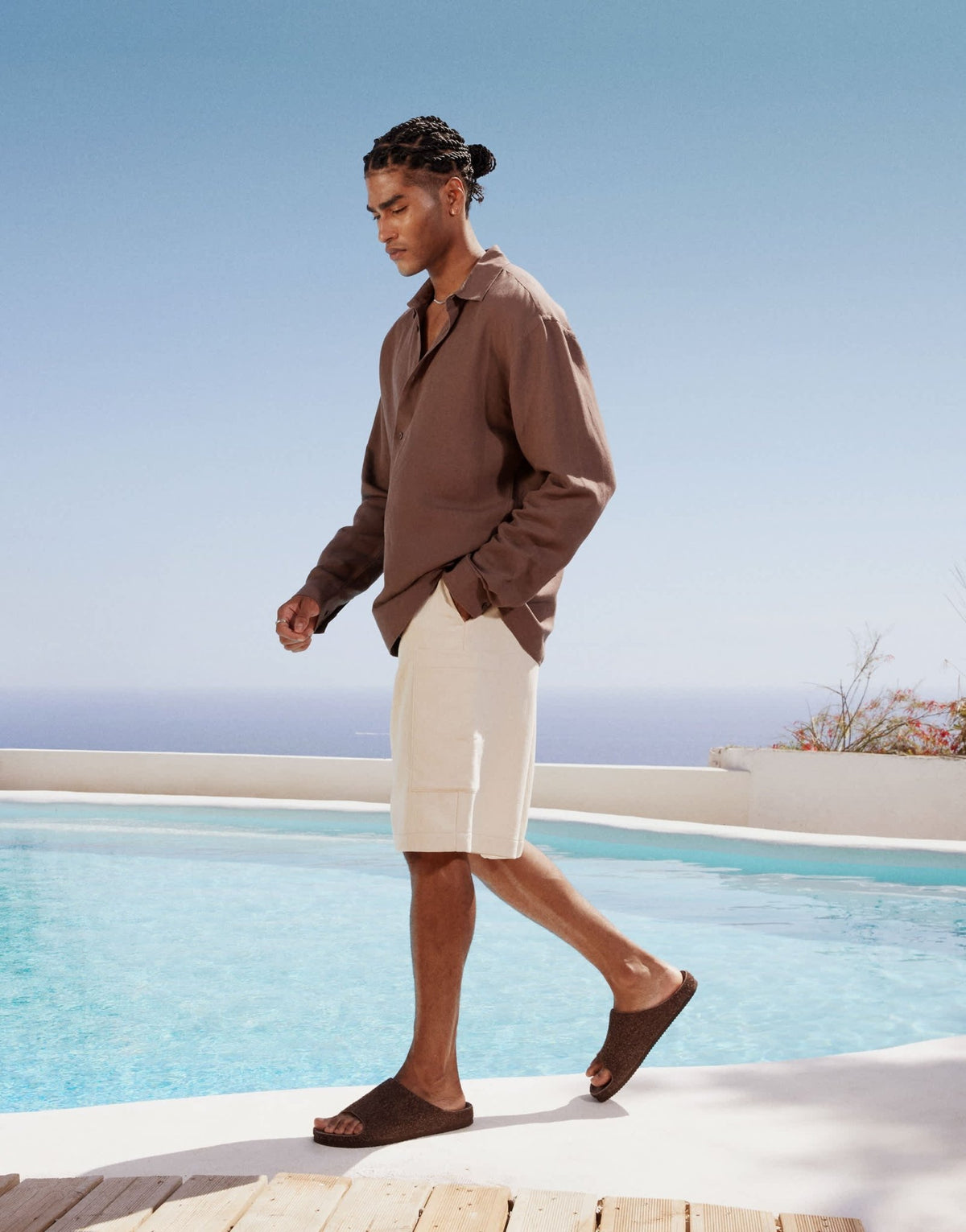 ASOS DESIGN long length shorts in textured fabric in cream - ASOS Sample Sale