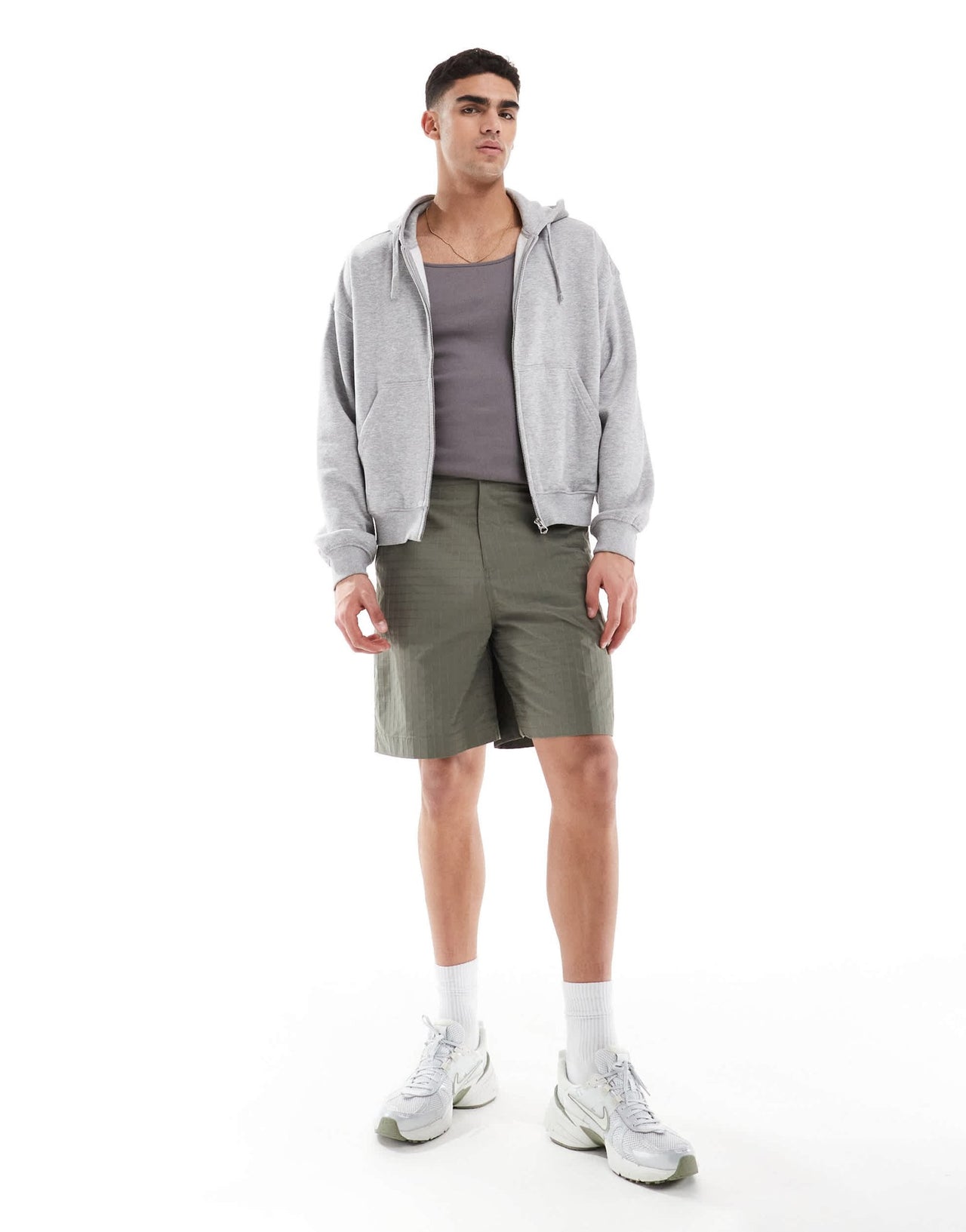 ASOS DESIGN long length textured shorts with workwear patch in green - ASOS Sample Sale