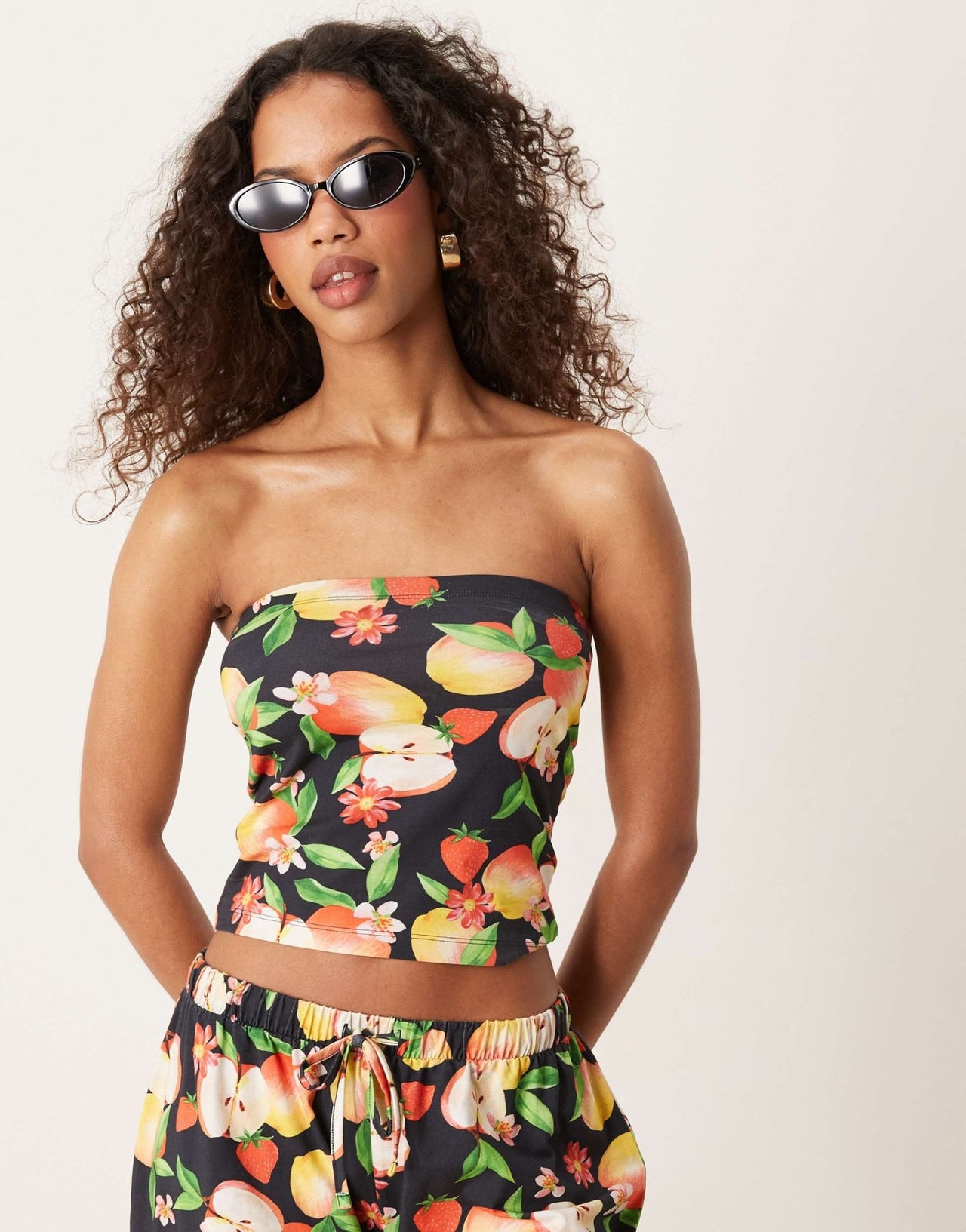 ASOS DESIGN long line bandeau co - ord in fruit print - ASOS Sample Sale