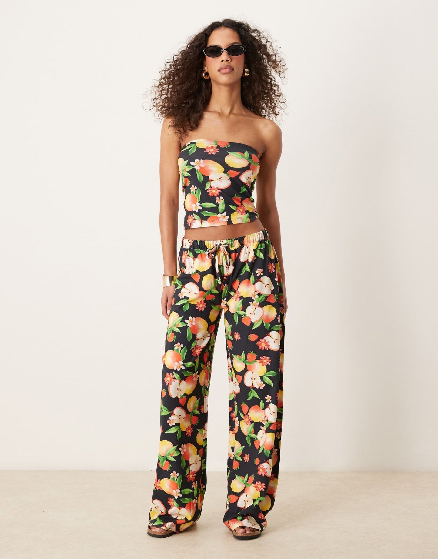 ASOS DESIGN long line bandeau co - ord in fruit print - ASOS Sample Sale