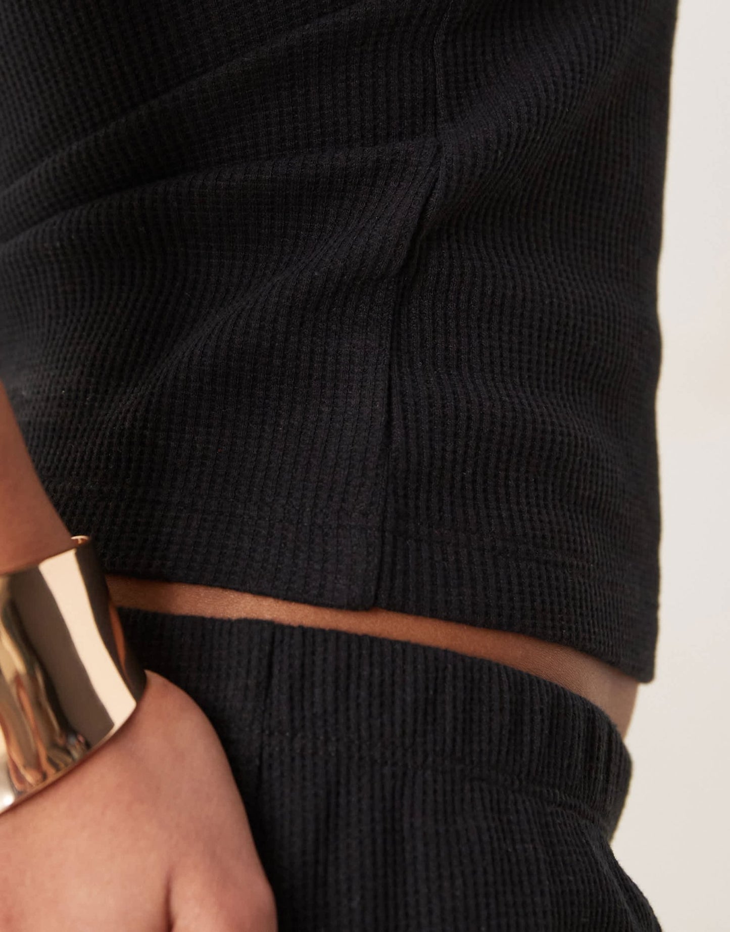 ASOS DESIGN long line waffle bandeau in black - ASOS Sample Sale