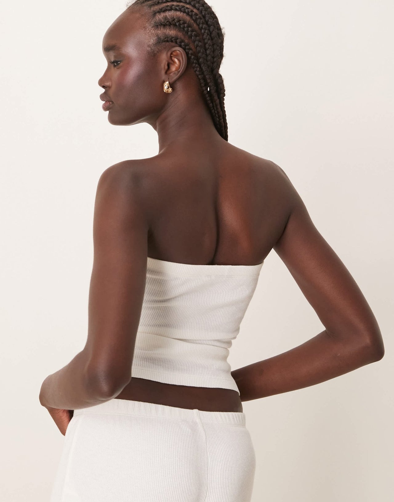 ASOS DESIGN long line waffle bandeau in cream - ASOS Sample Sale
