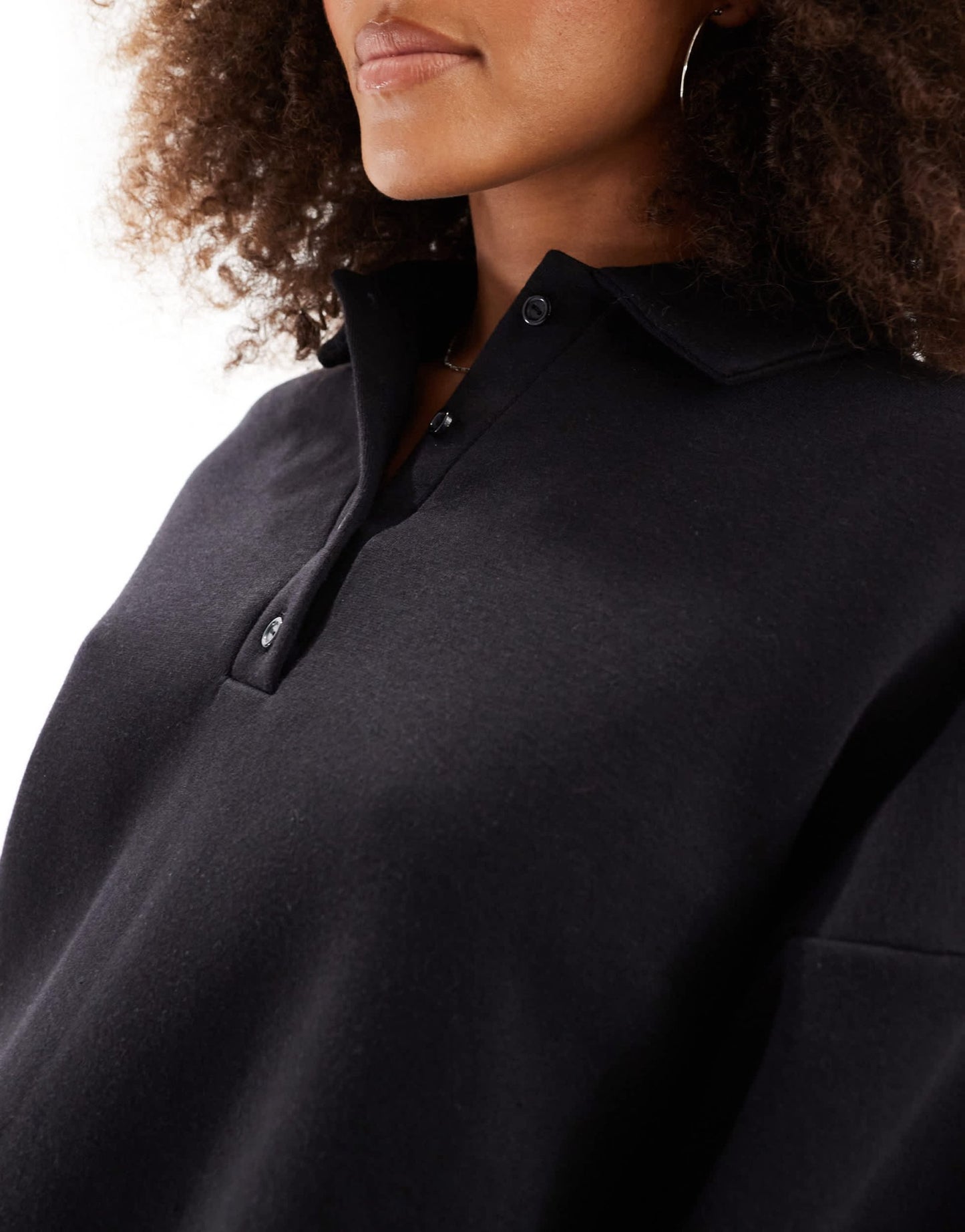 ASOS DESIGN long sleeeve rugby collar mini dress in black - ASOS Sample Sale