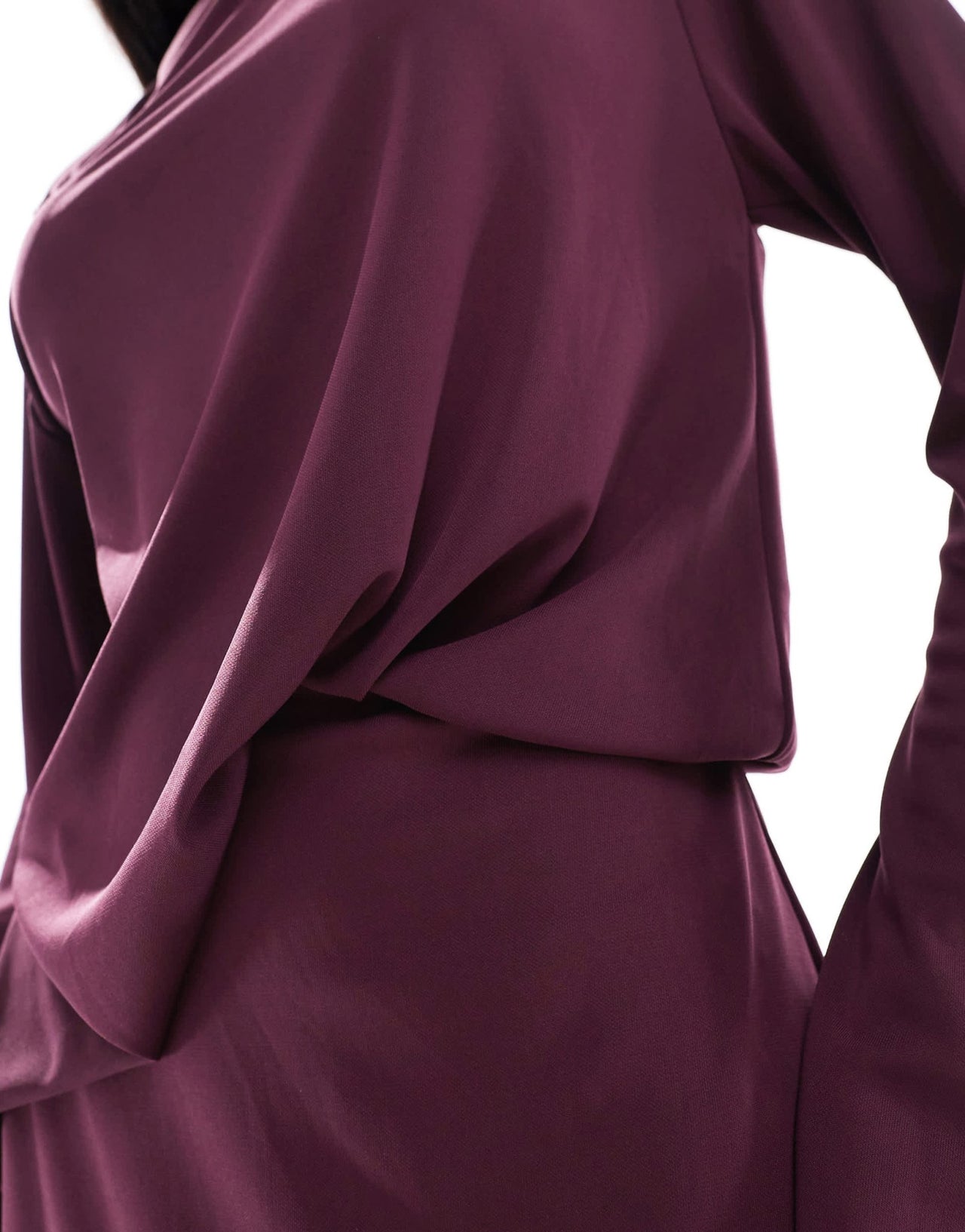 ASOS DESIGN long sleeve drape detail maxi dress in plum - ASOS Sample Sale