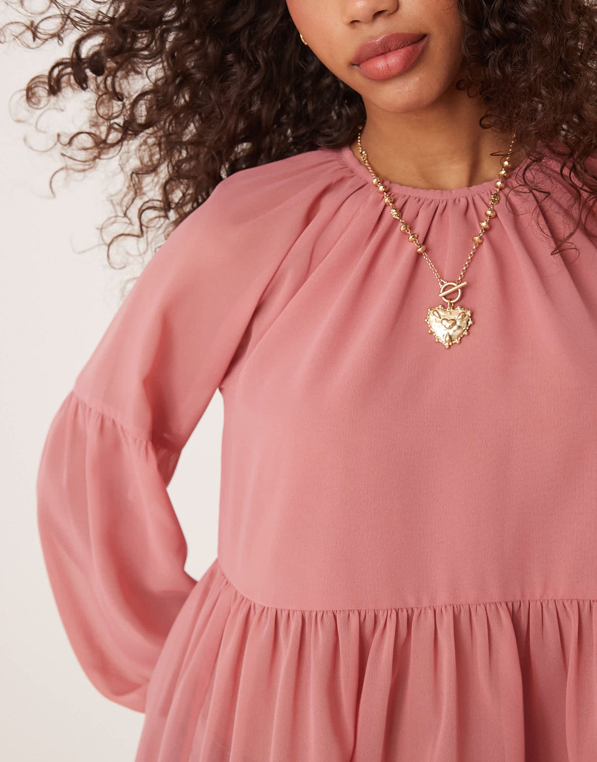 ASOS DESIGN long sleeve floaty smock top in pink - ASOS Sample Sale