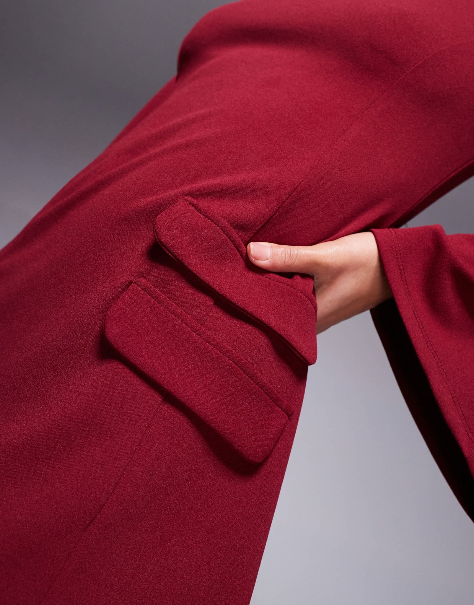ASOS DESIGN long sleeve mini dress in burgundy in scuba - style fabric - ASOS Sample Sale