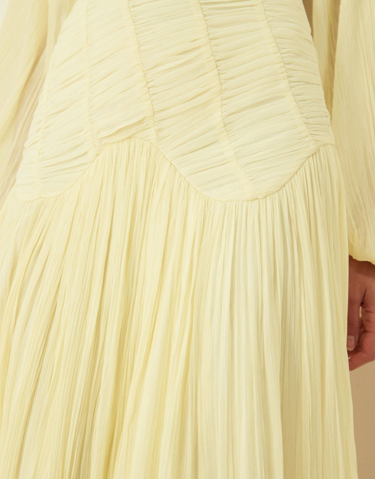 ASOS DESIGN long sleeve shirred crinkle maxi dress with dropped waist in lemon yellow - ASOS Sample Sale