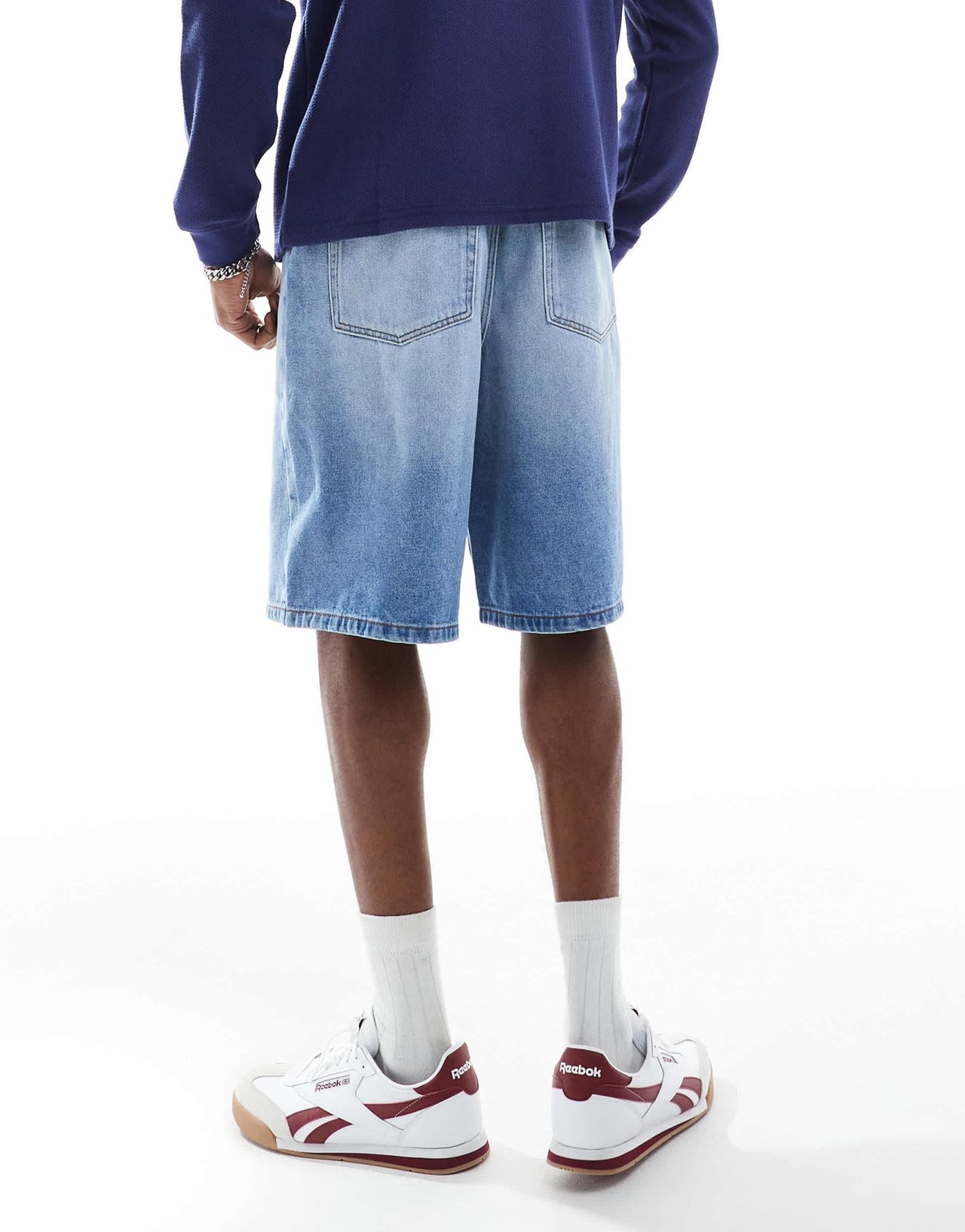 ASOS DESIGN longer length denim jort in light wash blue - ASOS Sample Sale