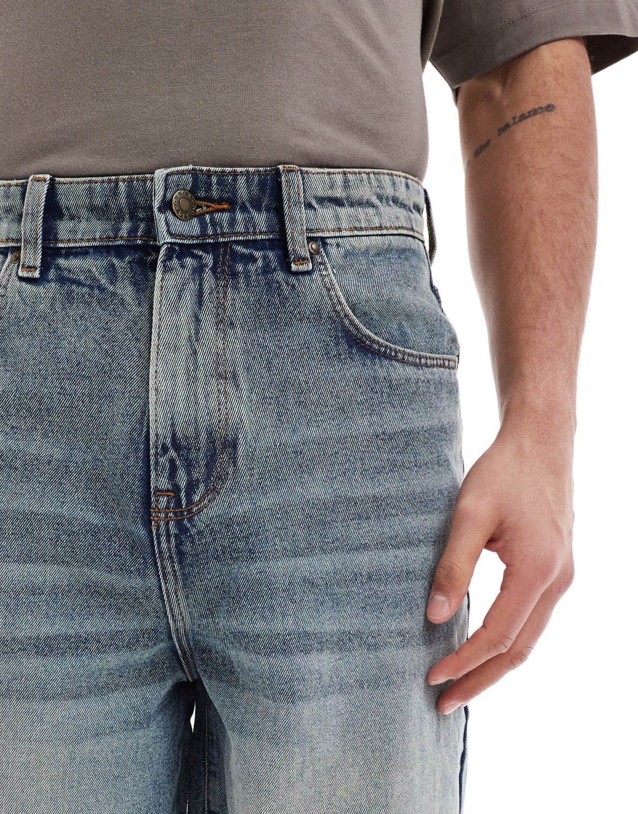 ASOS DESIGN longer length denim jort in light wash blue with tint - ASOS Sample Sale