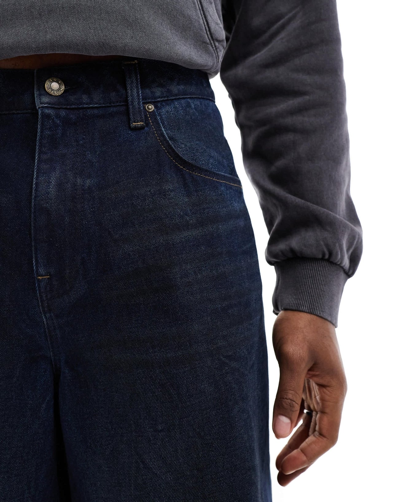 ASOS DESIGN longer length denim jorts in mid wash blue - ASOS Sample Sale