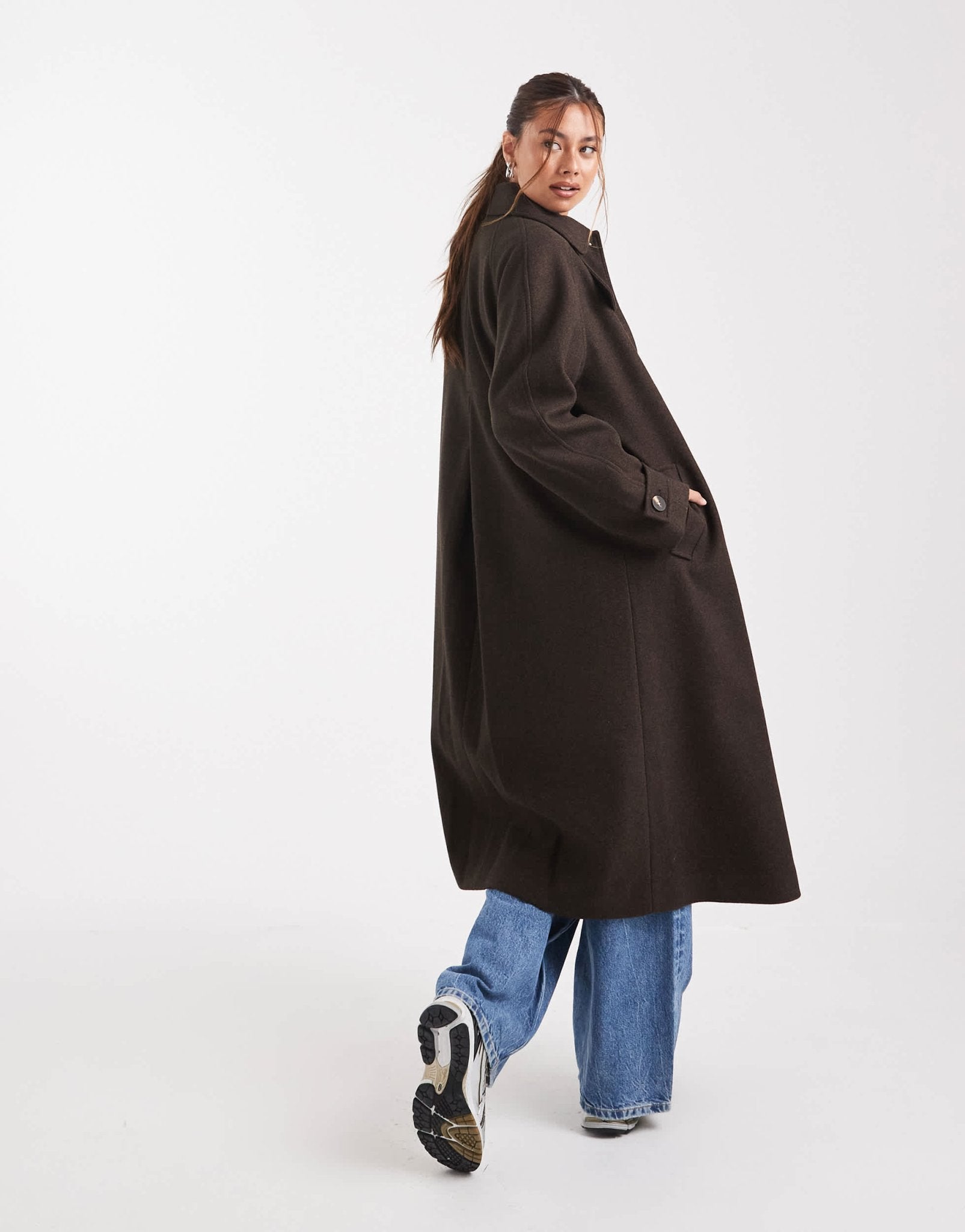 ASOS DESIGN longline car coat in chocolate – ASOS Sample Sale