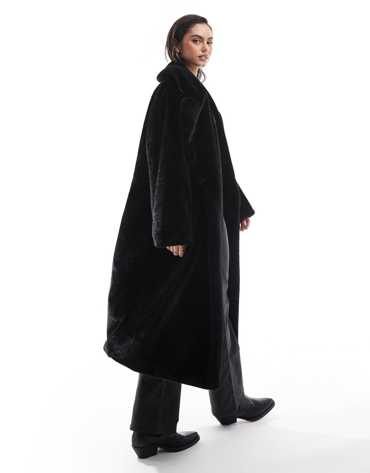 ASOS DESIGN longline chuck on faux fur coat in black - ASOS Sample Sale