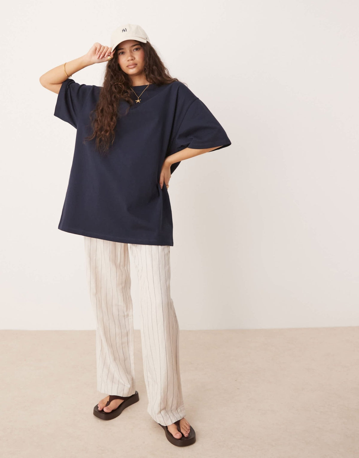 ASOS DESIGN longline heavyweight oversized t-shirt in navy - ASOS Sample Sale