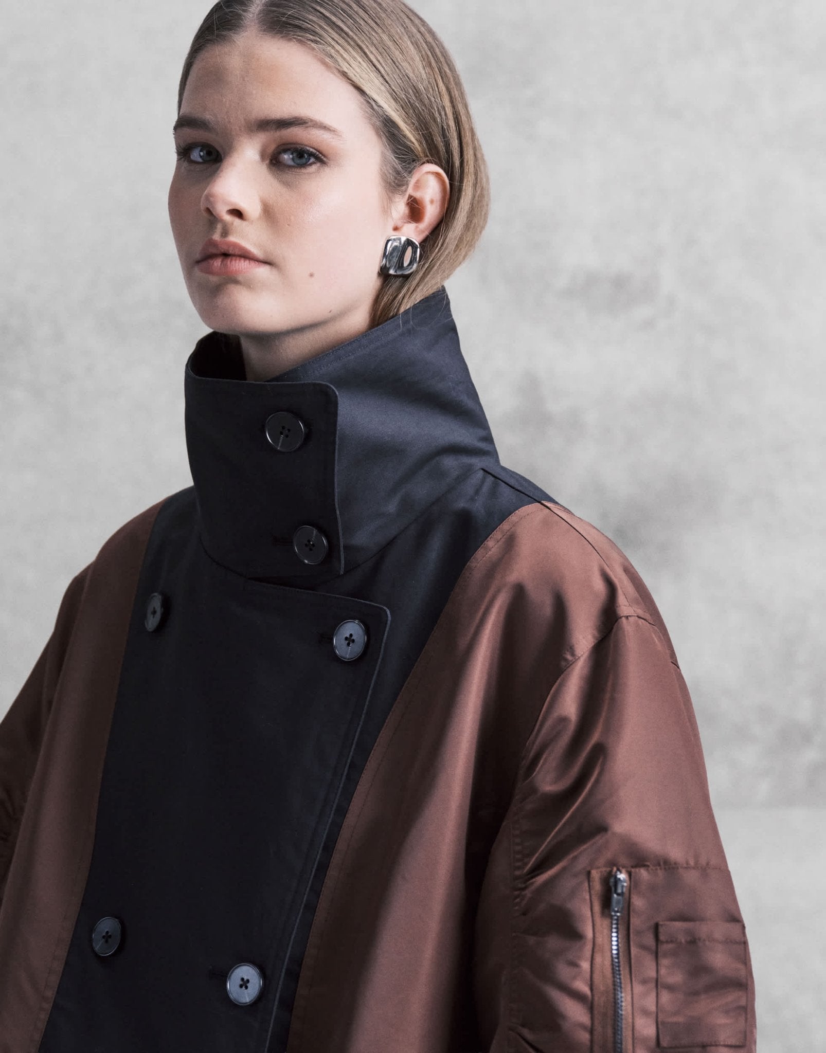 ASOS DESIGN longline hybrid parka jacket in chocolate and black - ASOS Sample Sale