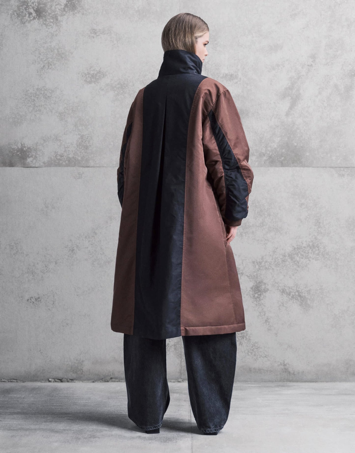 ASOS DESIGN longline hybrid parka jacket in chocolate and black - ASOS Sample Sale