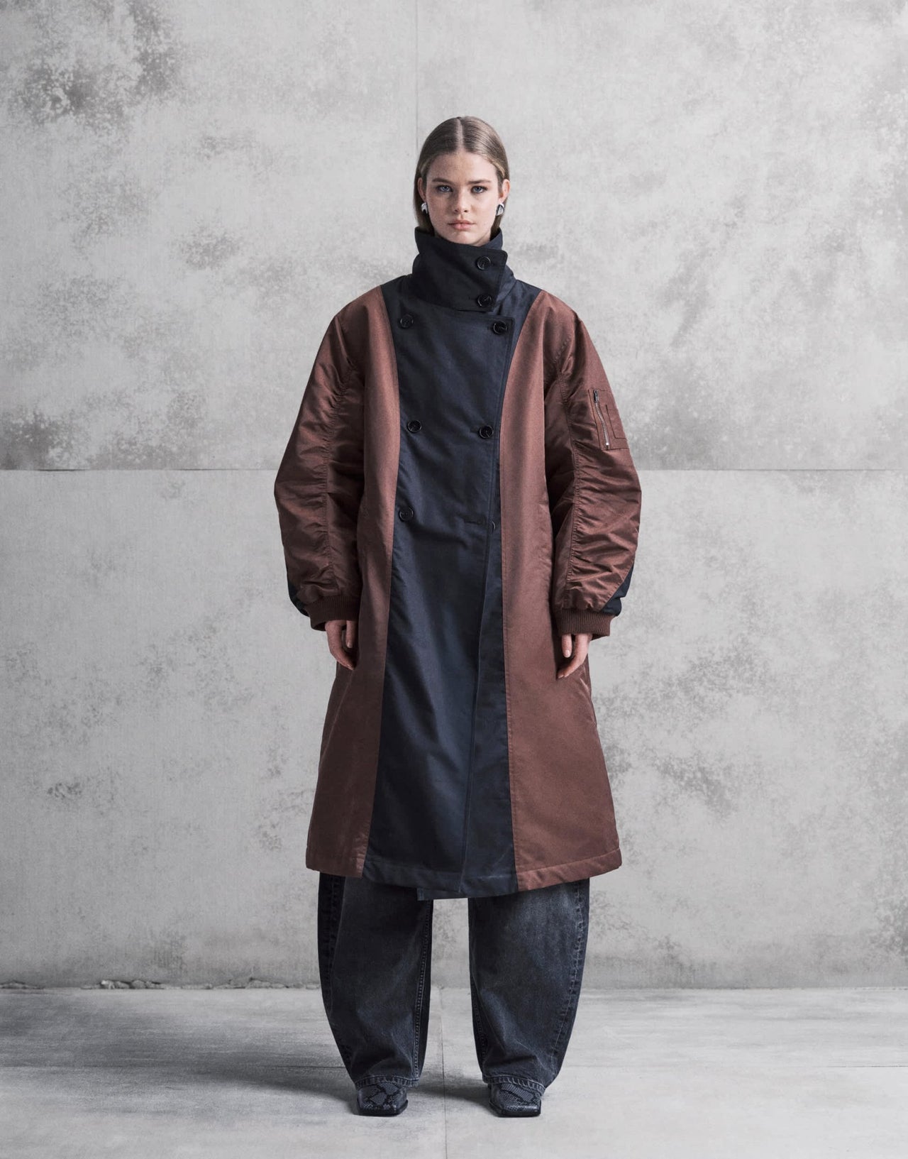 ASOS DESIGN longline hybrid parka jacket in chocolate and black - ASOS Sample Sale