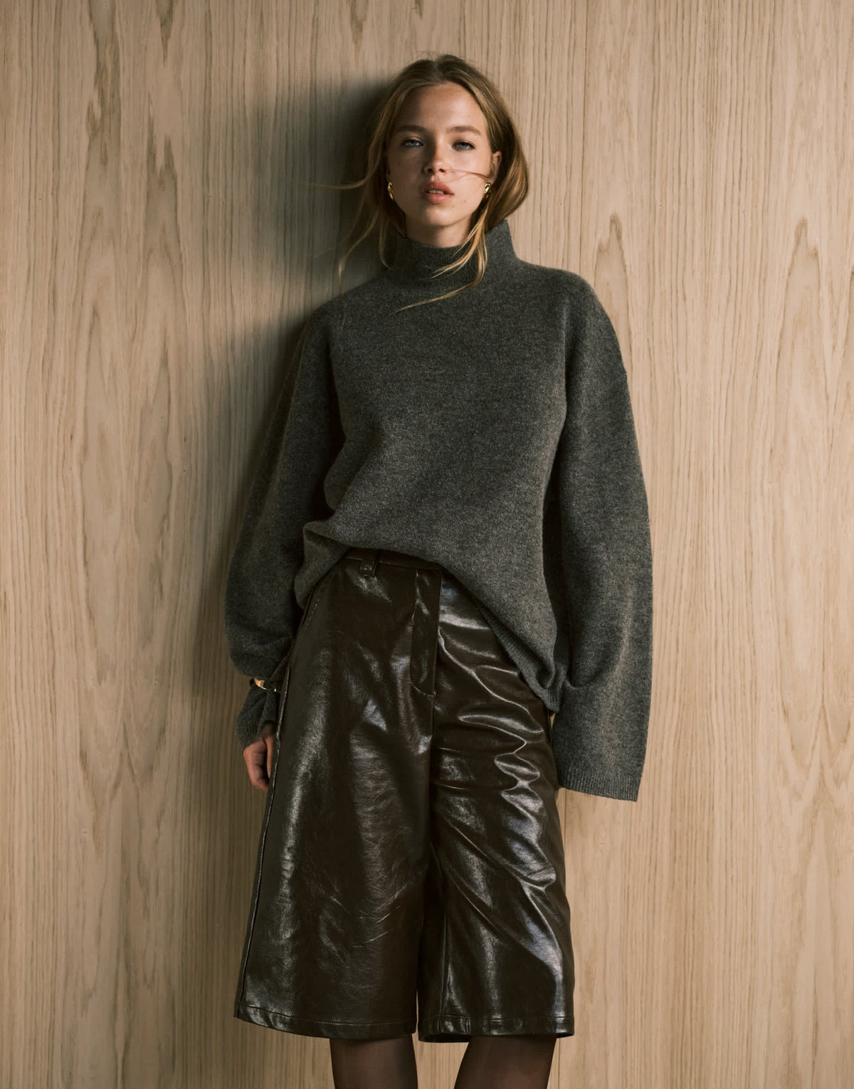 ASOS DESIGN longline jumper with funnel neck in mushroom - ASOS Sample Sale
