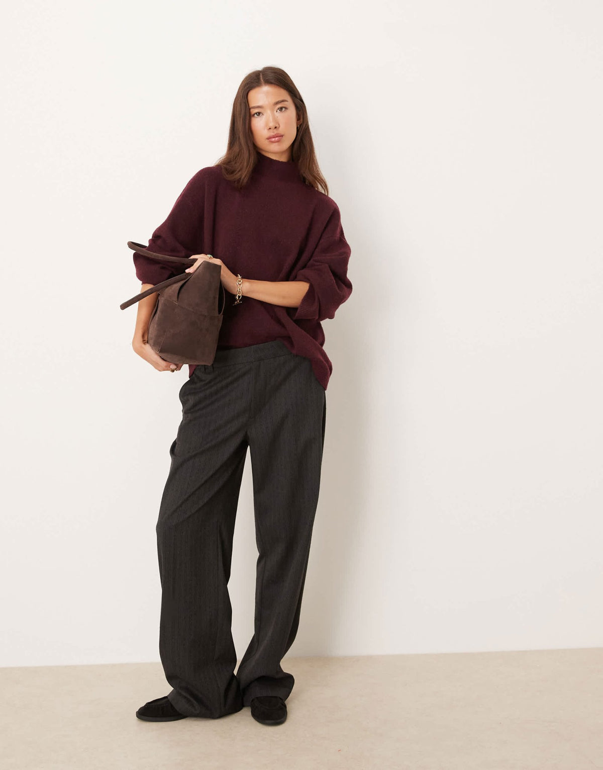 ASOS DESIGN longline jumper with funnel neck in plum - ASOS Sample Sale