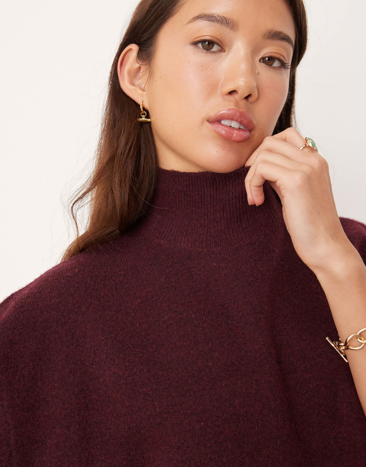 ASOS DESIGN longline jumper with funnel neck in plum - ASOS Sample Sale