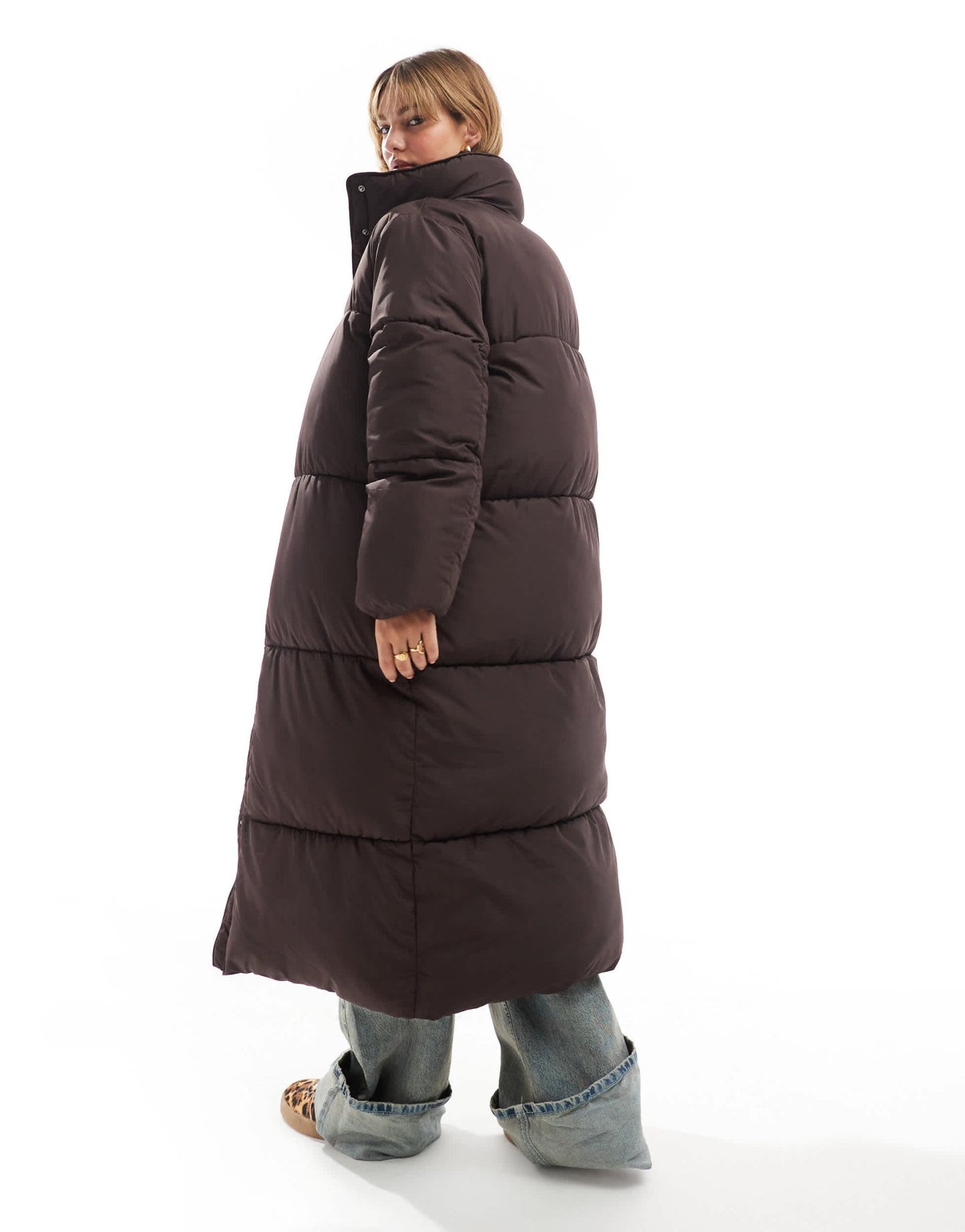 ASOS DESIGN longline padded jacket in chocolate - ASOS Sample Sale
