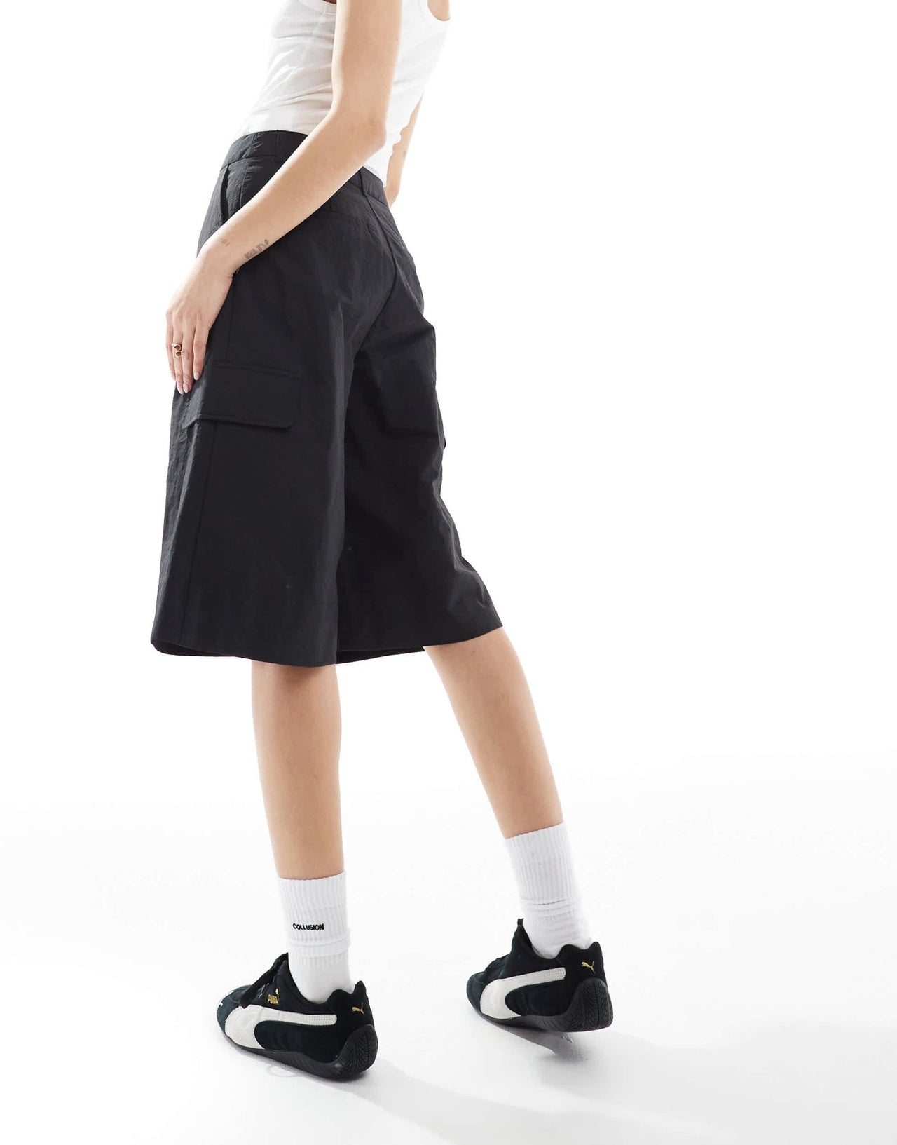 ASOS DESIGN longline shorts in black - ASOS Sample Sale