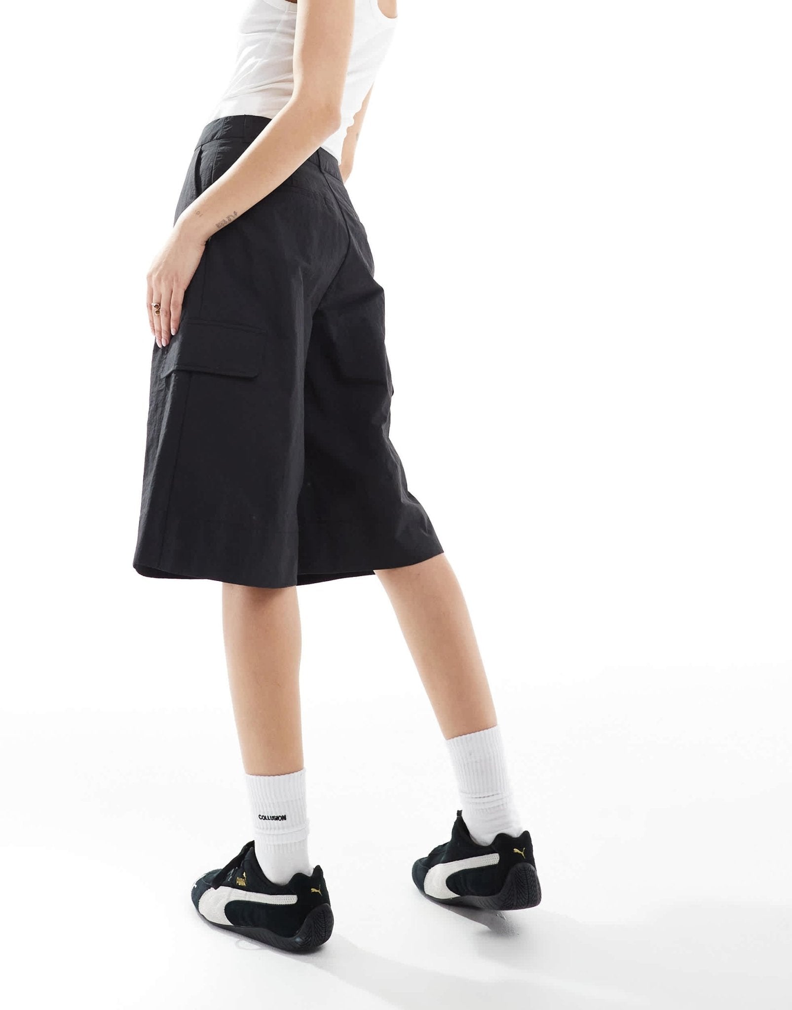 ASOS DESIGN longline shorts in black - ASOS Sample Sale