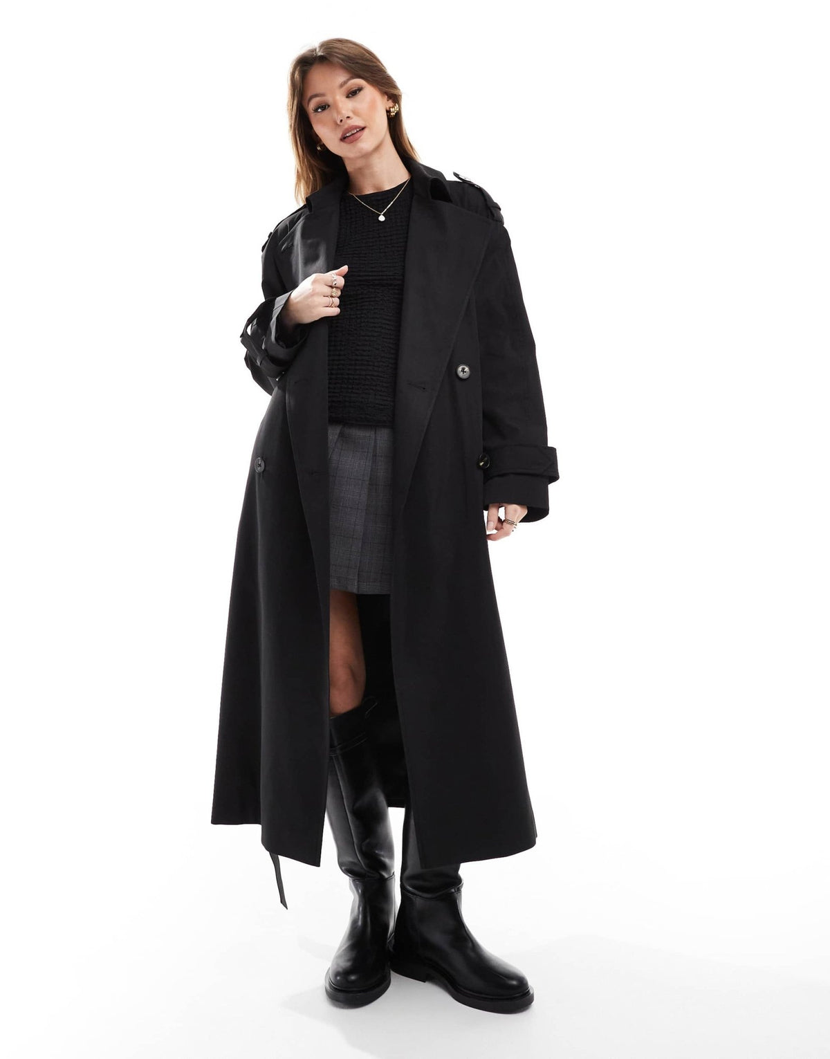 ASOS DESIGN longline trench coat in black - ASOS Sample Sale