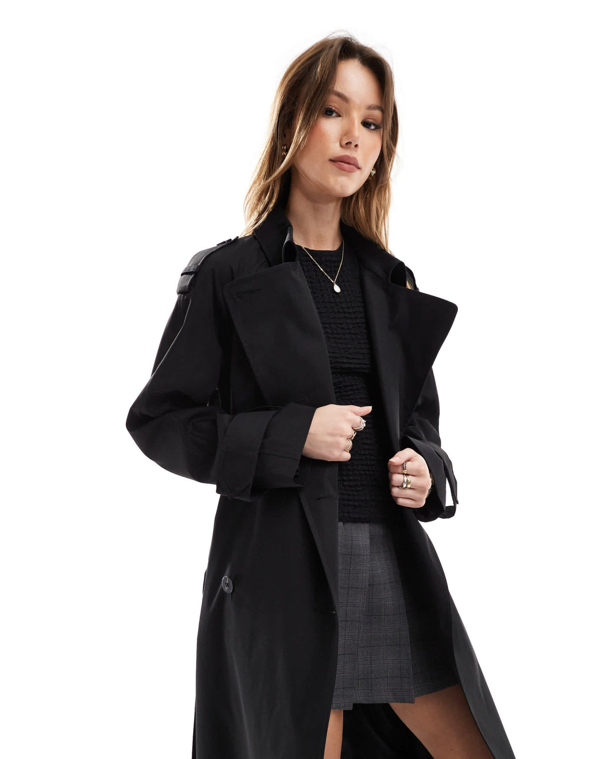 ASOS DESIGN longline trench coat in black - ASOS Sample Sale