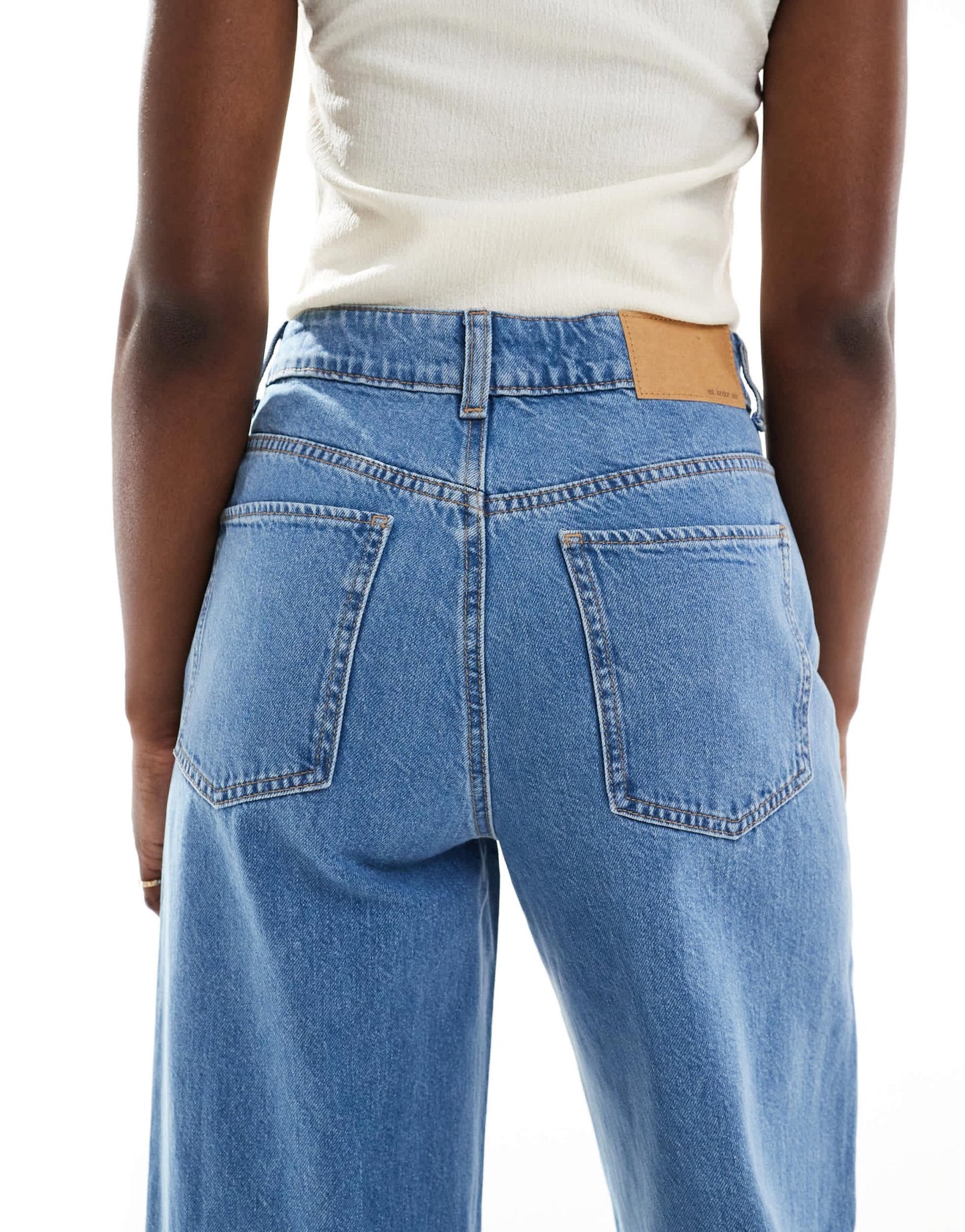 ASOS DESIGN loose jean with deep turn up cuff in clean mid blue - ASOS Sample Sale