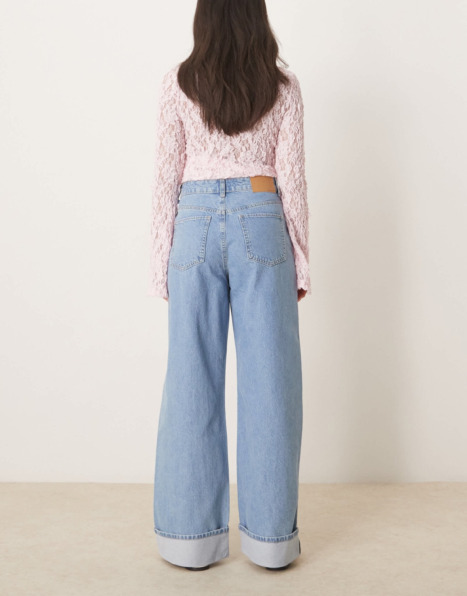ASOS DESIGN loose jean with deep turn up cuff in pale wash - ASOS Sample Sale
